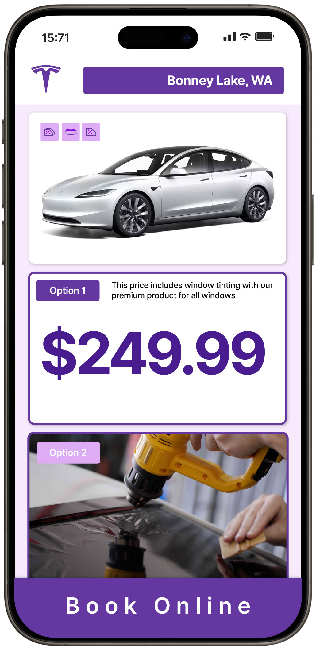 View Reasonable Tesla Window Tinting Rates in Bonney Lake, Washington