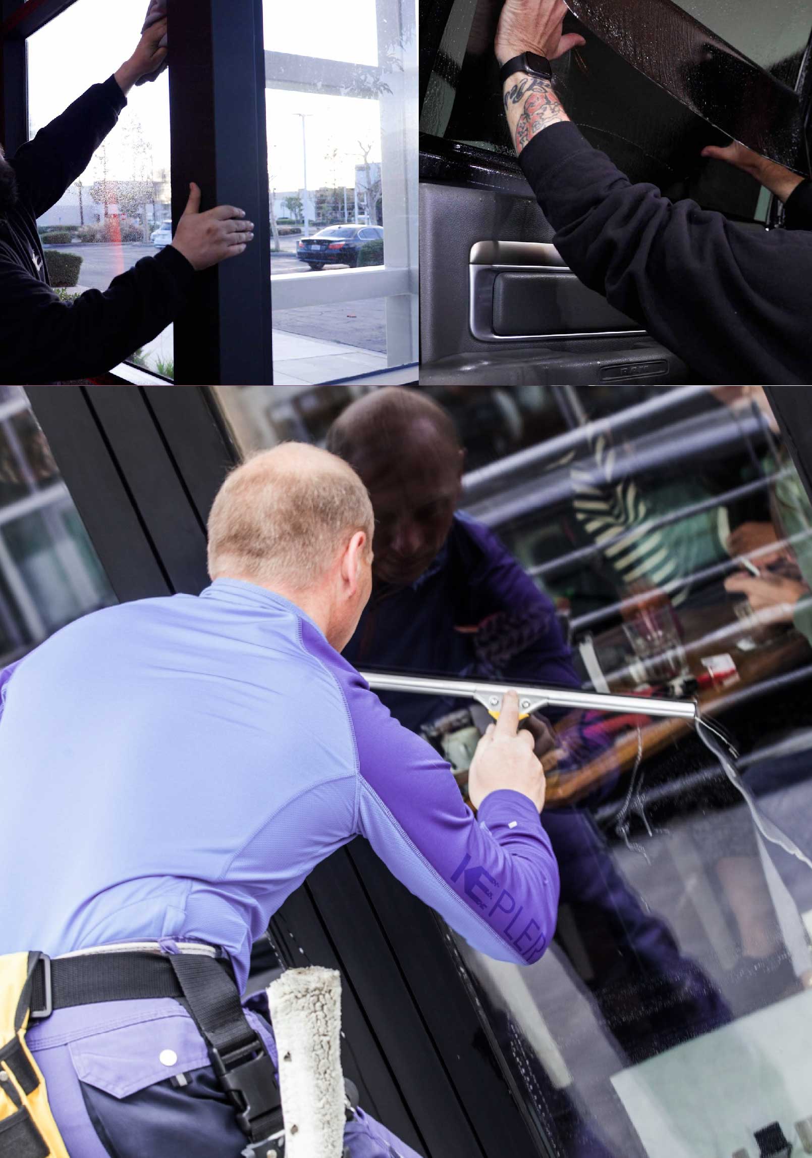 Kepler Professional Applying Anti-Graffiti Window Film to a Simsbury Shop Front