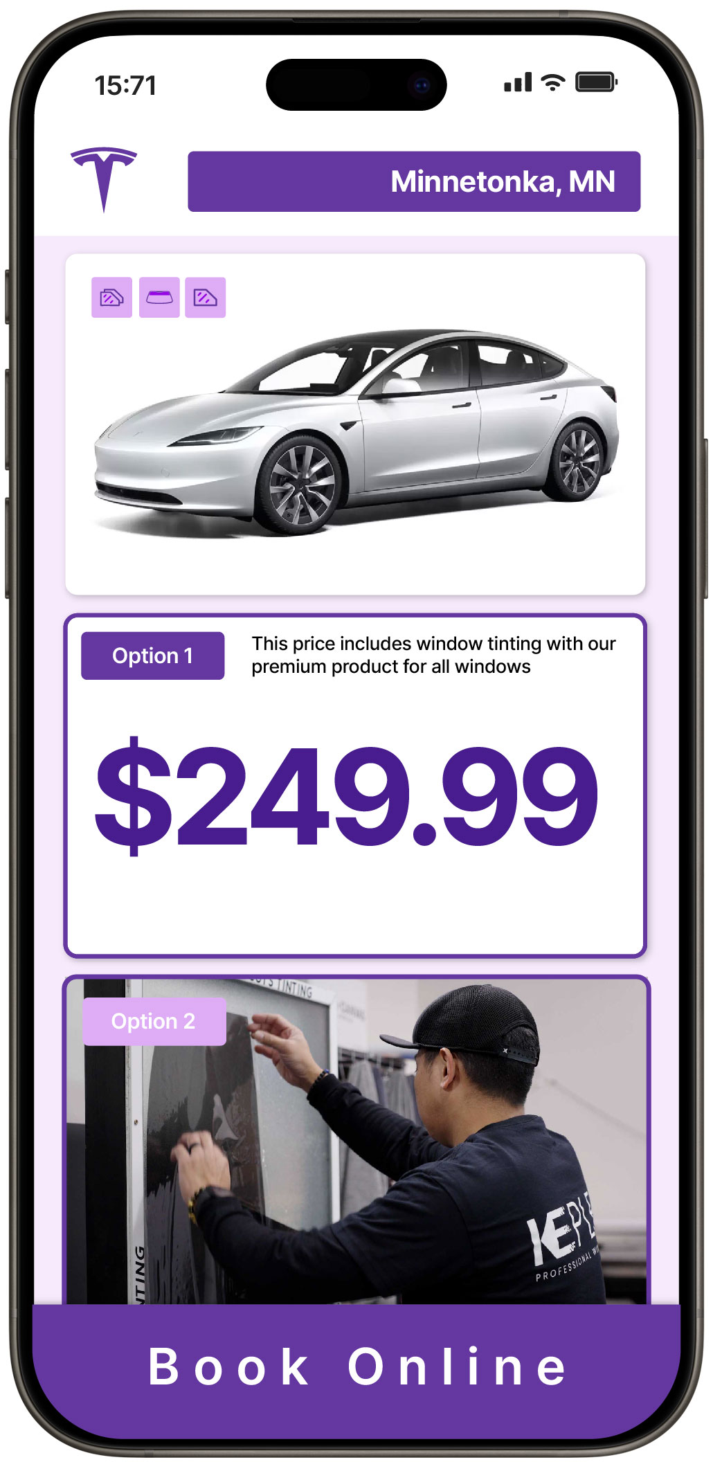 View Competitive Tesla Window Tinting Costs in Minnetonka, Minnesota