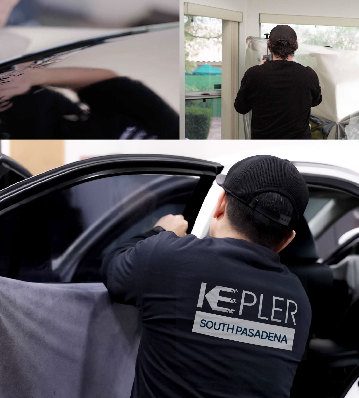Automotive Window Tinting Expert Applying Film in South Pasadena, California