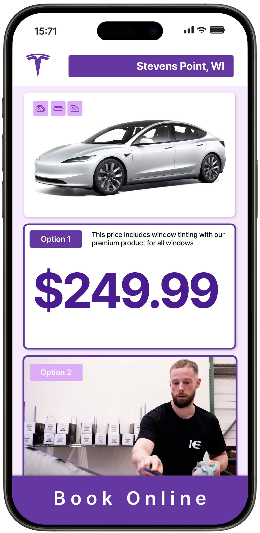 View Affordable Tesla Window Tinting Costs in Stevens Point, Wisconsin