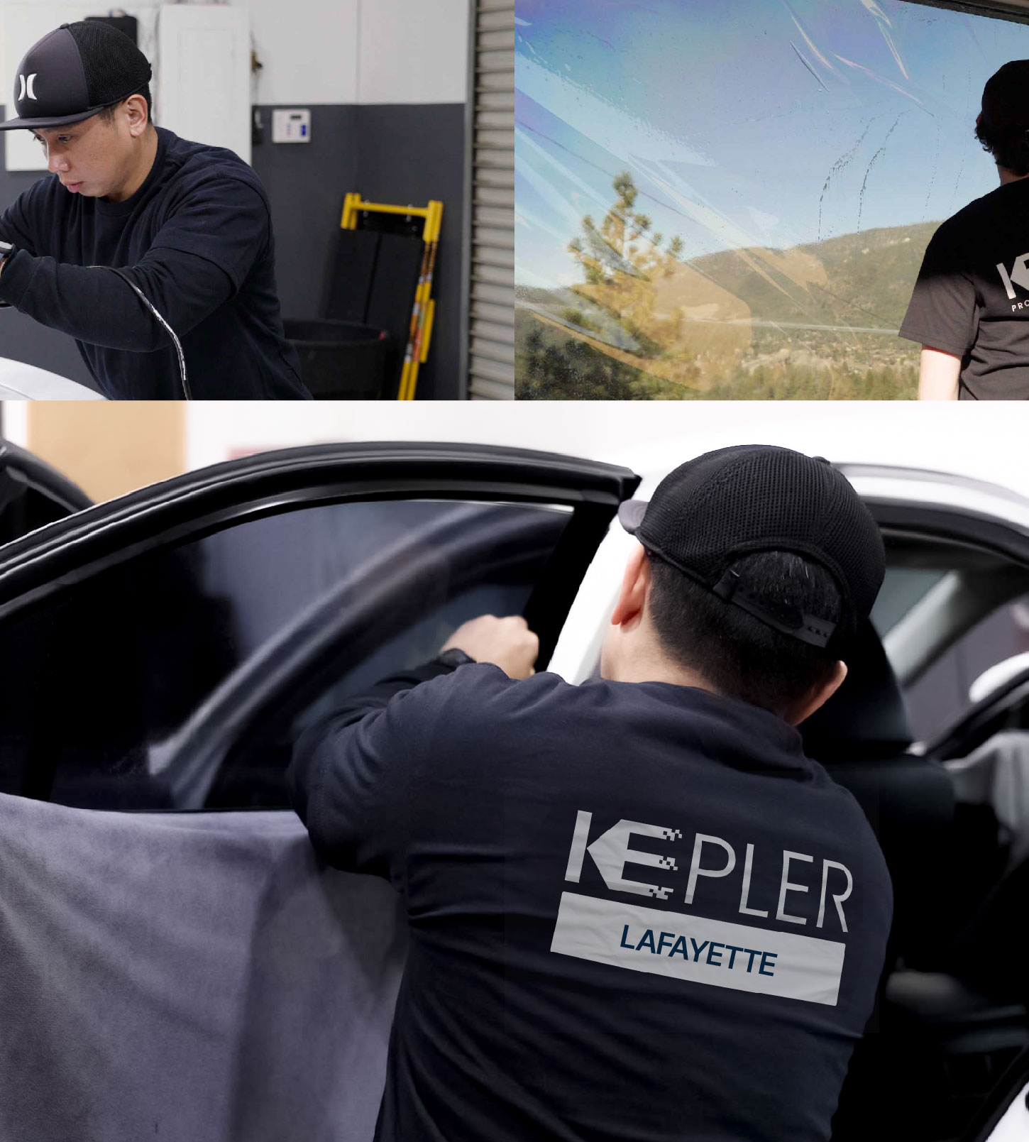 Automotive Window Tinting Expert Applying Film in Lafayette, Louisiana