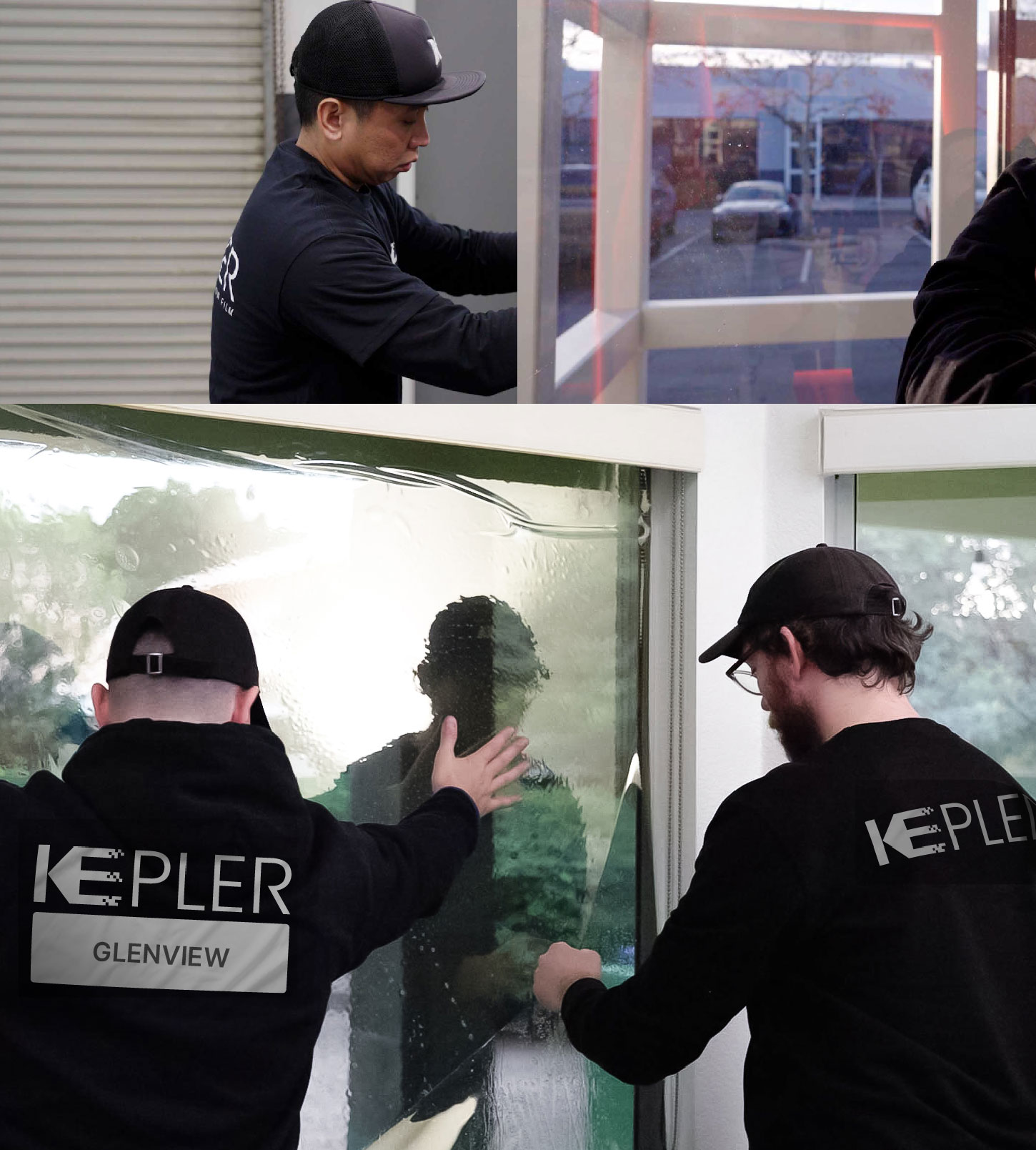 Kepler Technician Applying Advanced Window Tint to Home in Glenview