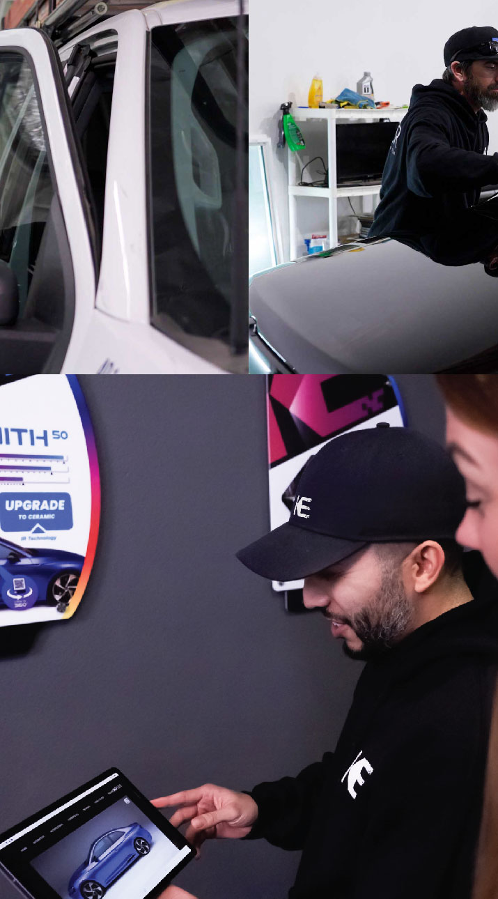 Kepler Dealer Showing Car Window Film Options to Customer in Berkley, Michigan