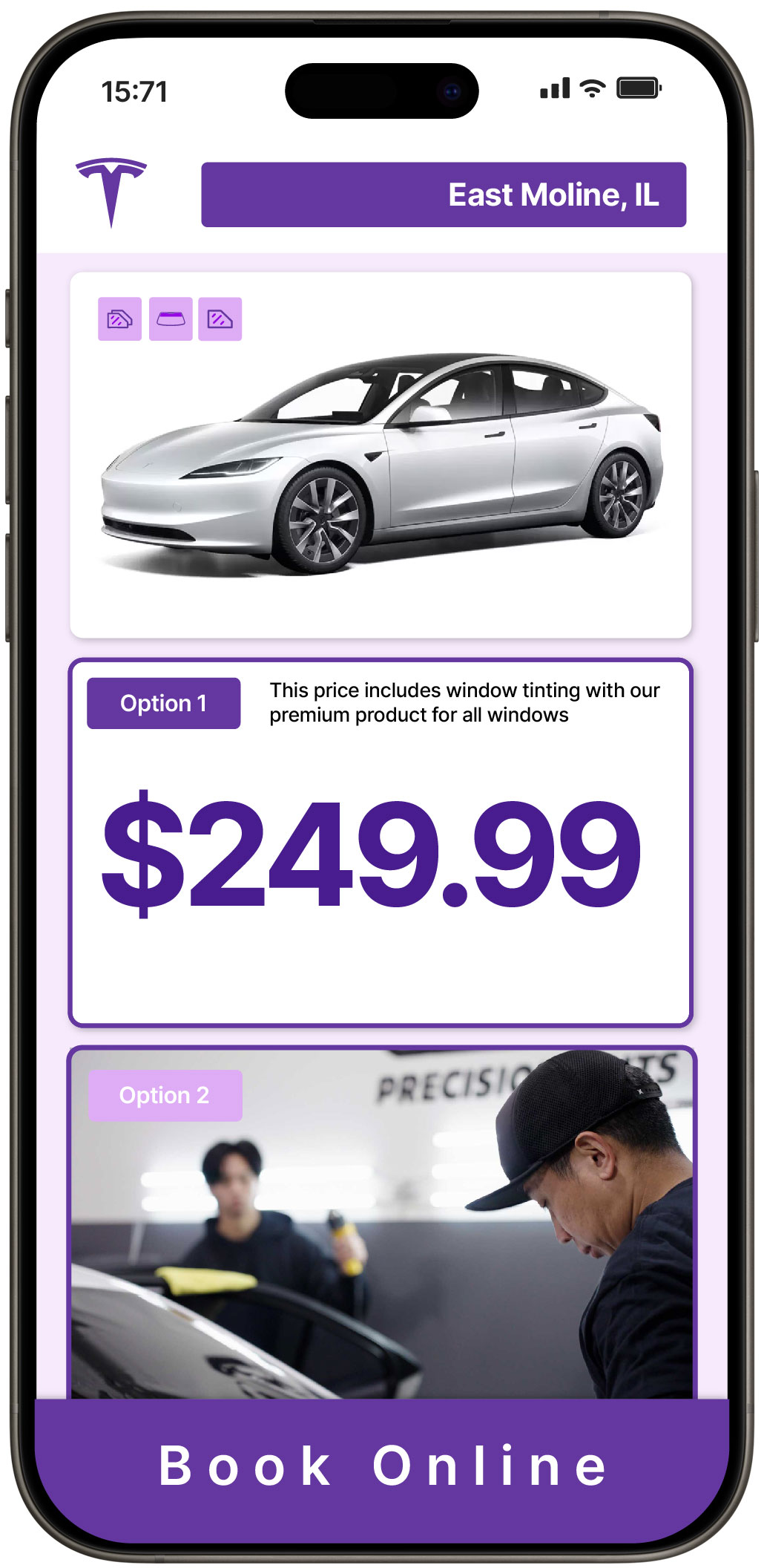 View Affordable Tesla Window Tinting Costs in East Moline, Illinois