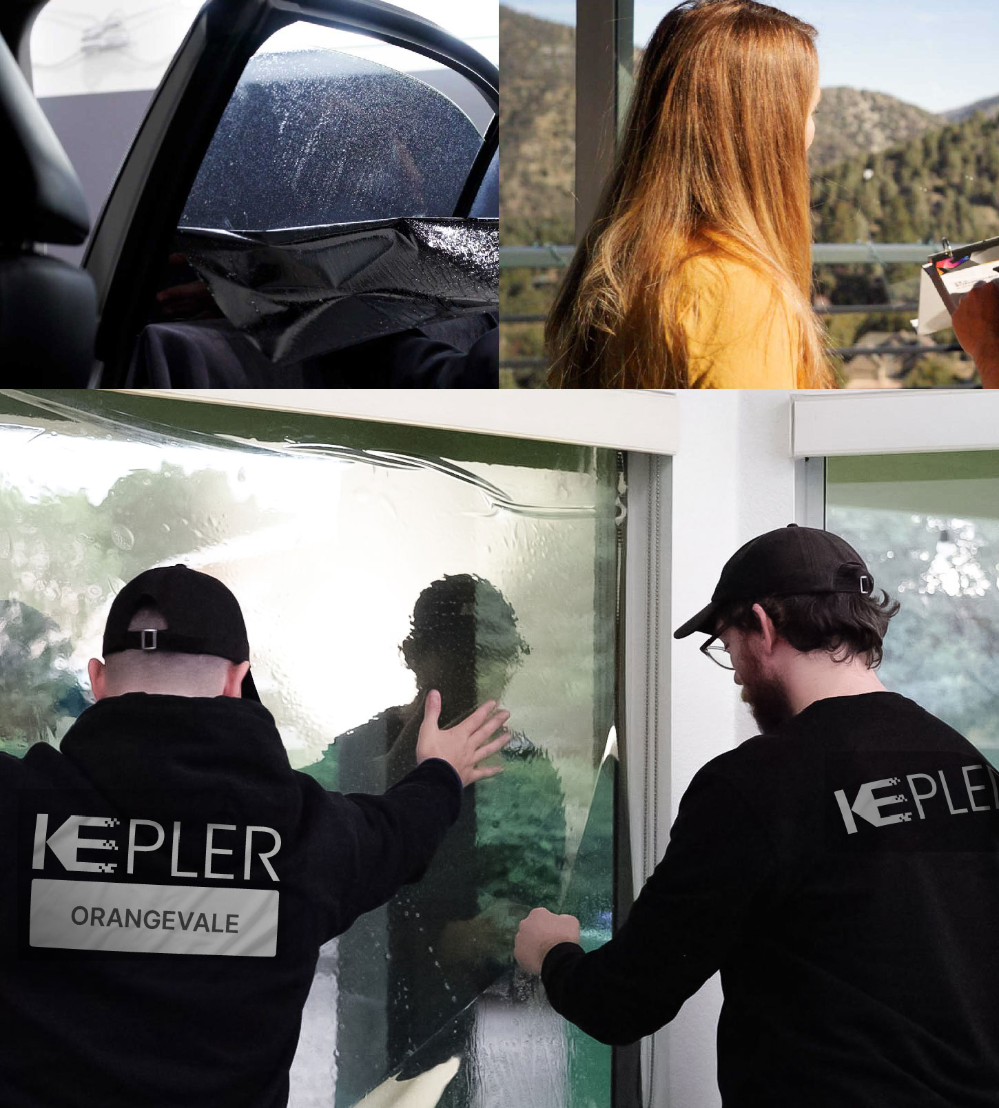 Kepler Technician Applying Ceramic Window Tint to Home in Orangevale