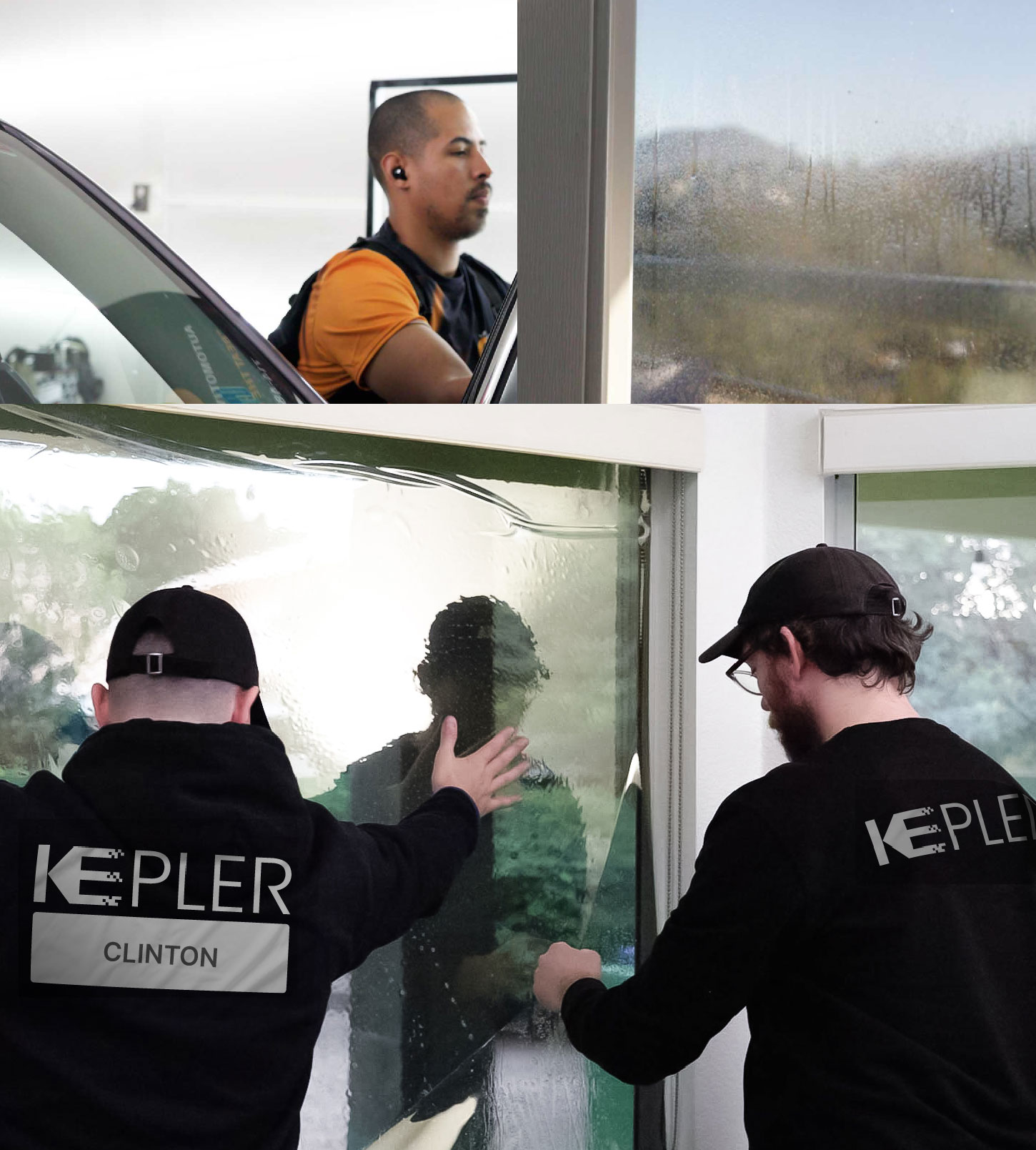 Kepler Technician Installing High-tech Window Tint to Home in Clinton