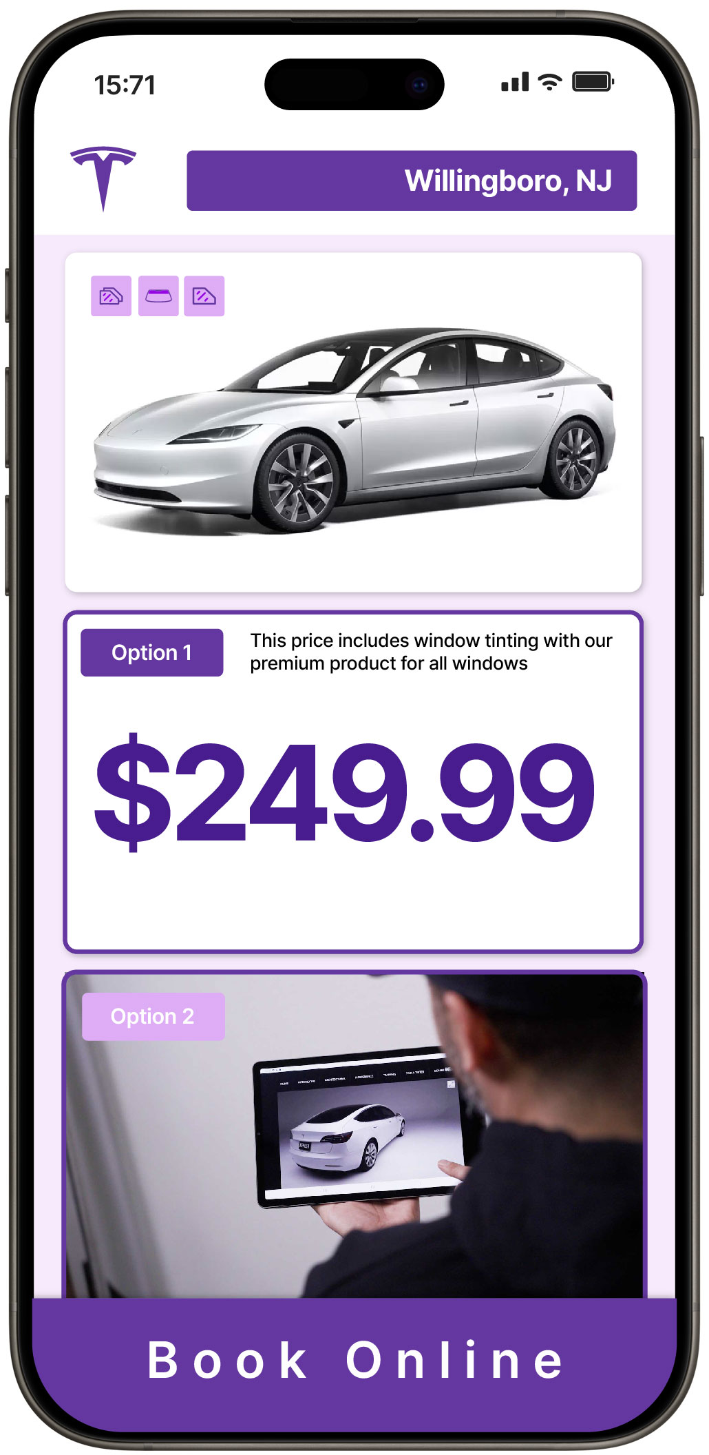 View Reasonable Tesla Window Tinting Prices in Willingboro, New Jersey