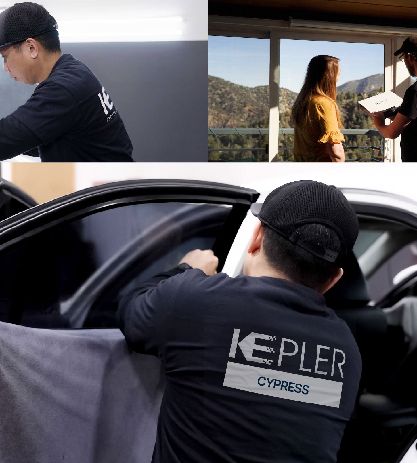 Automotive Window Tinting Expert Applying Film in Cypress, Texas