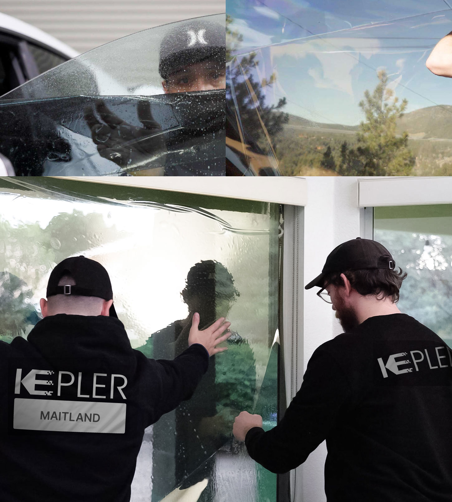 Expert Technician Fitting Ceramic Window Tint to Home in Maitland