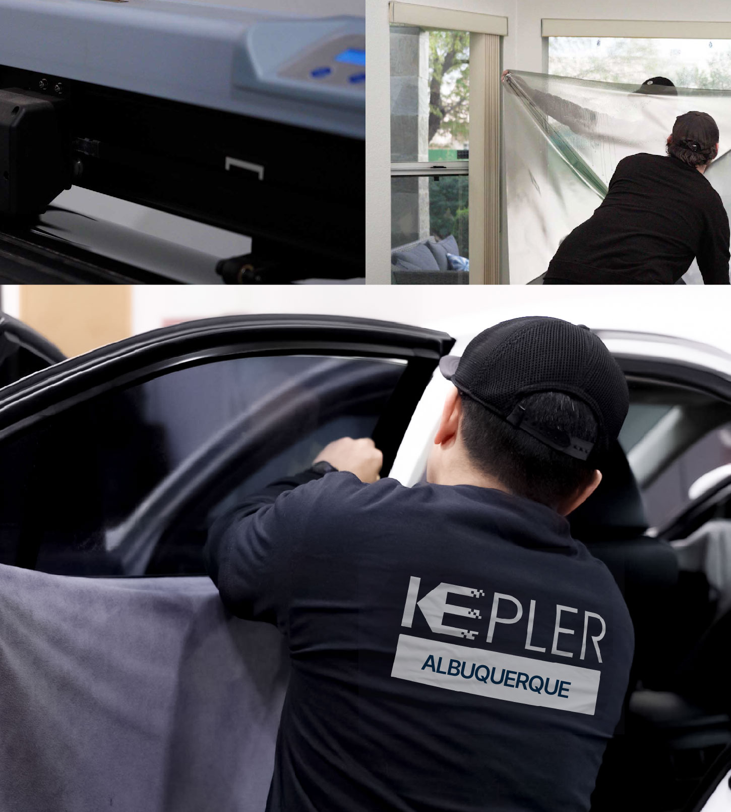 Automotive Window Tinting Expert Applying Film in Albuquerque, New Mexico