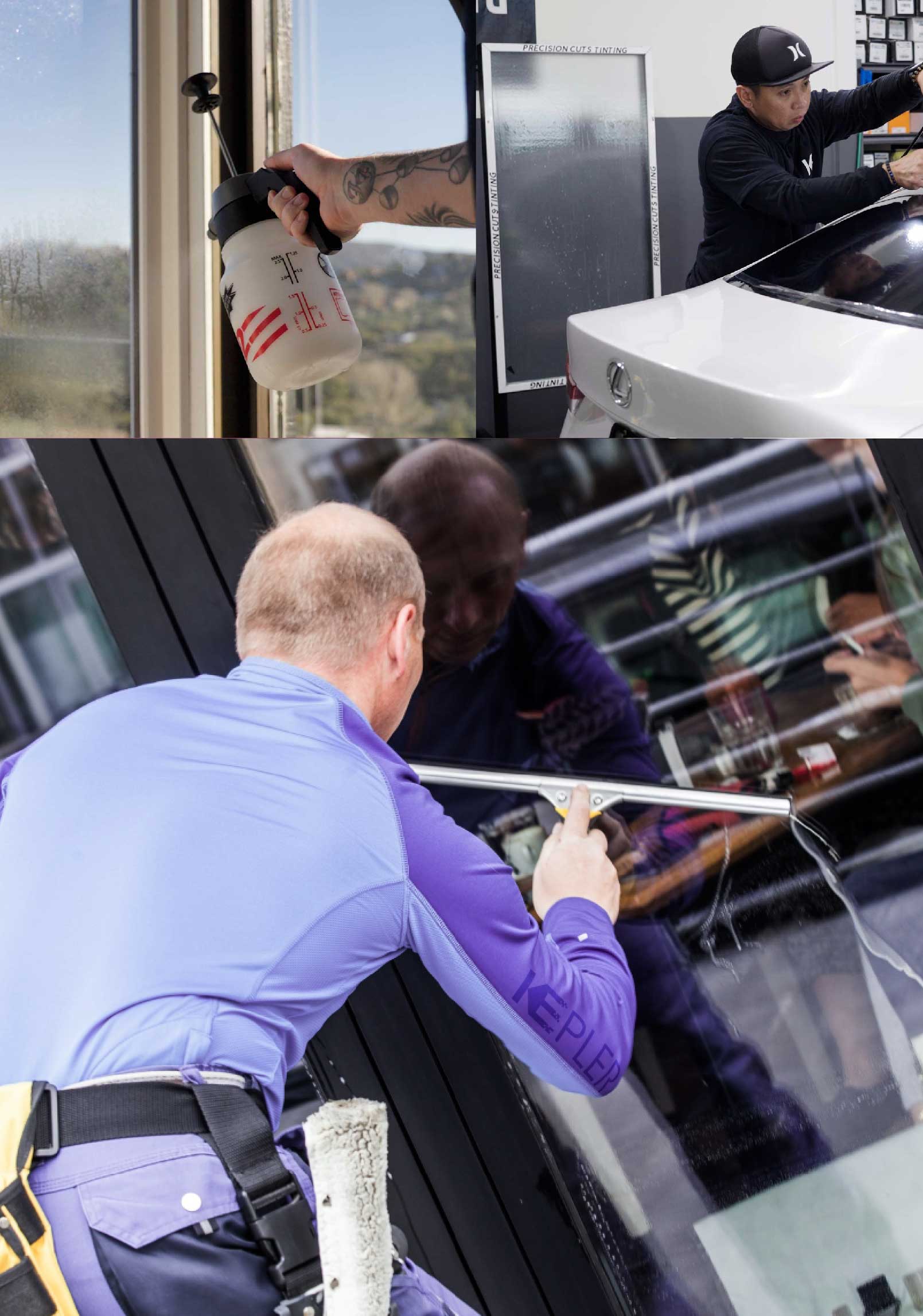 Kepler Skilled Applying Anti-Graffiti Window Film to a Ashland Shop Front