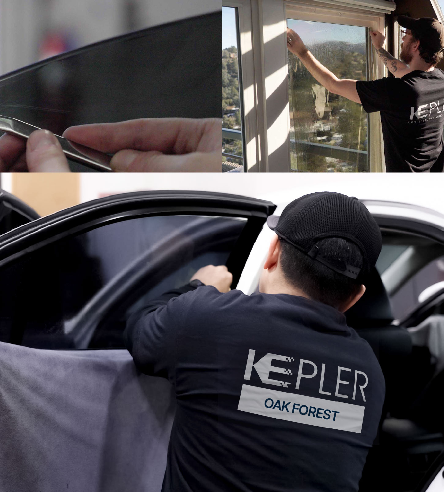Automotive Window Tinting Expert Applying Film in Oak Forest, Illinois