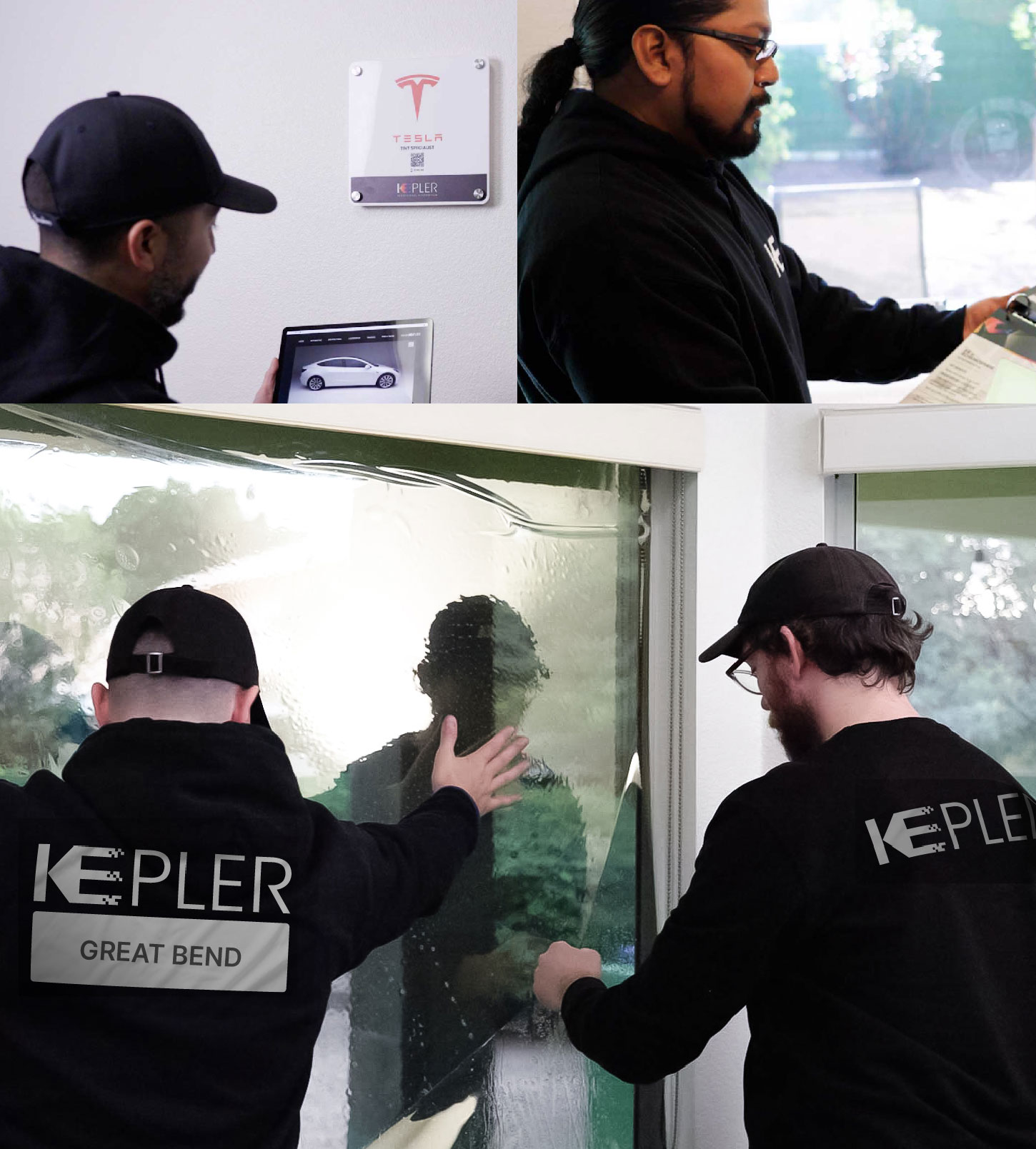 Kepler Technician Fitting Ceramic Window Tint to Home in Great Bend