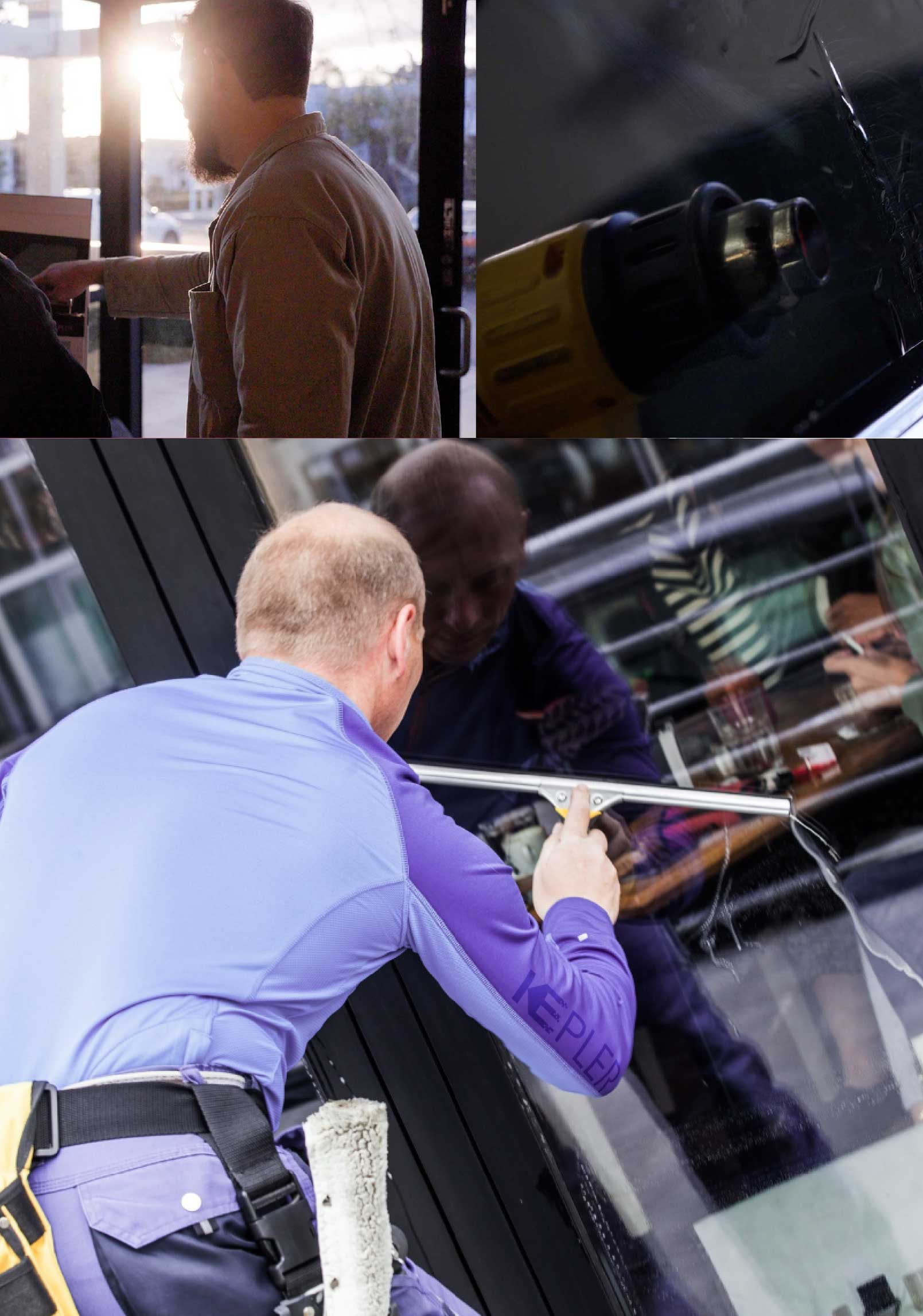 Kepler Skilled Applying Anti-Graffiti Window Film to a San Pedro Shop Front