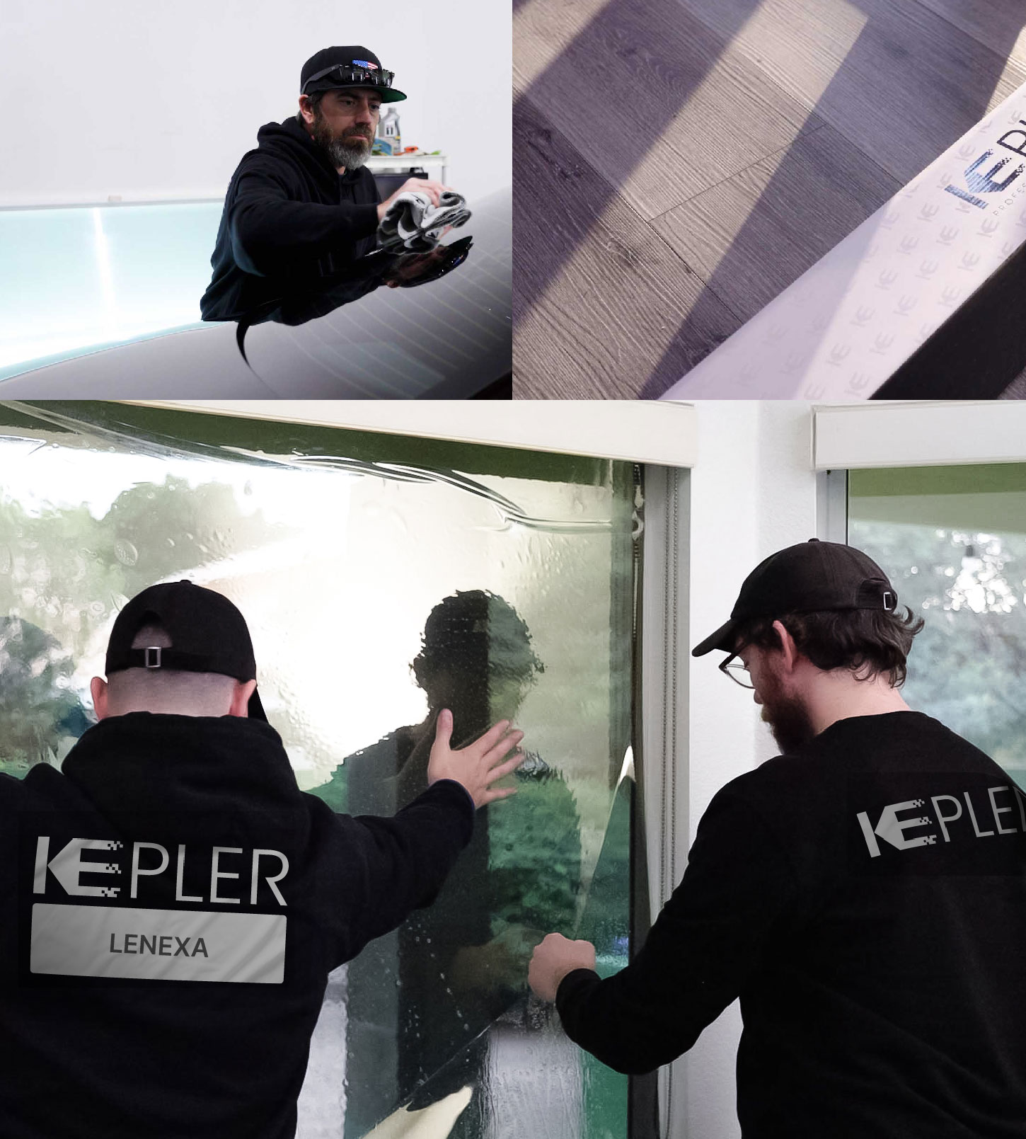 Expert Technician Applying High-tech Window Tint to Home in Lenexa