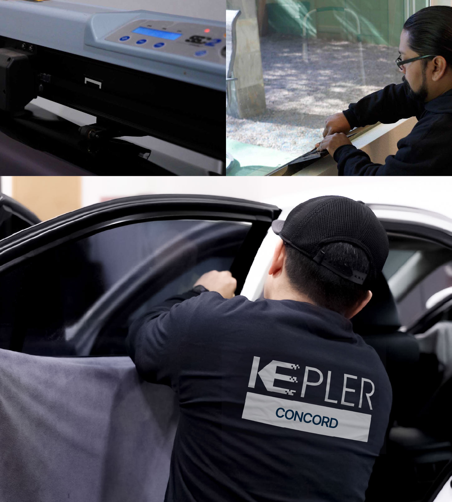 Automotive Window Tinting Expert Applying Film in Concord, California