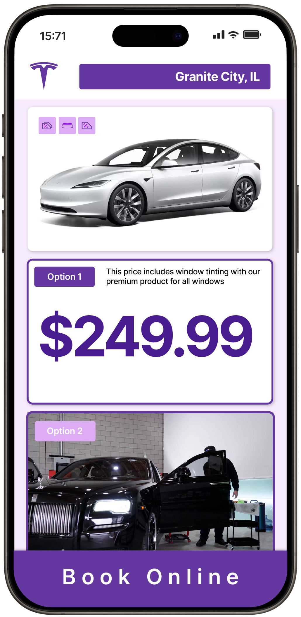 View Affordable Tesla Window Tinting Costs in Granite City, Illinois