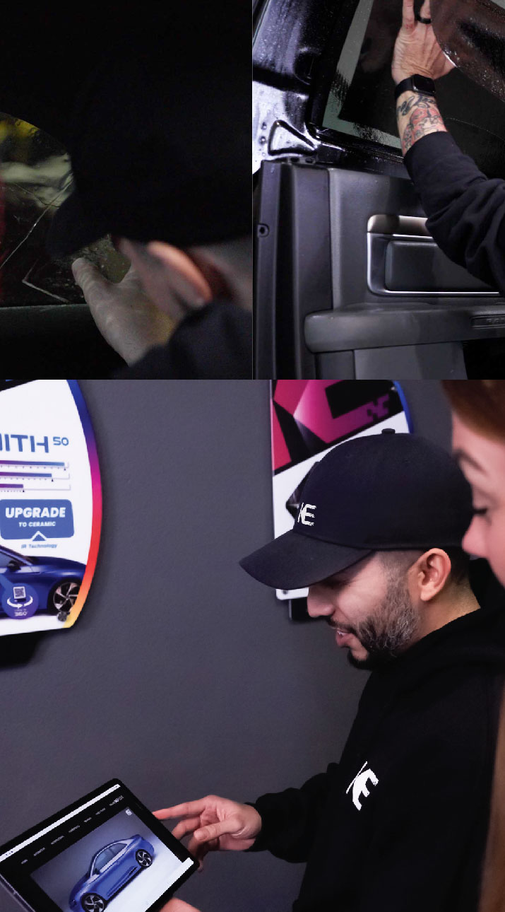 Kepler Dealer Showing Car Window Film Options to Customer in Upper Darby, Pennsylvania