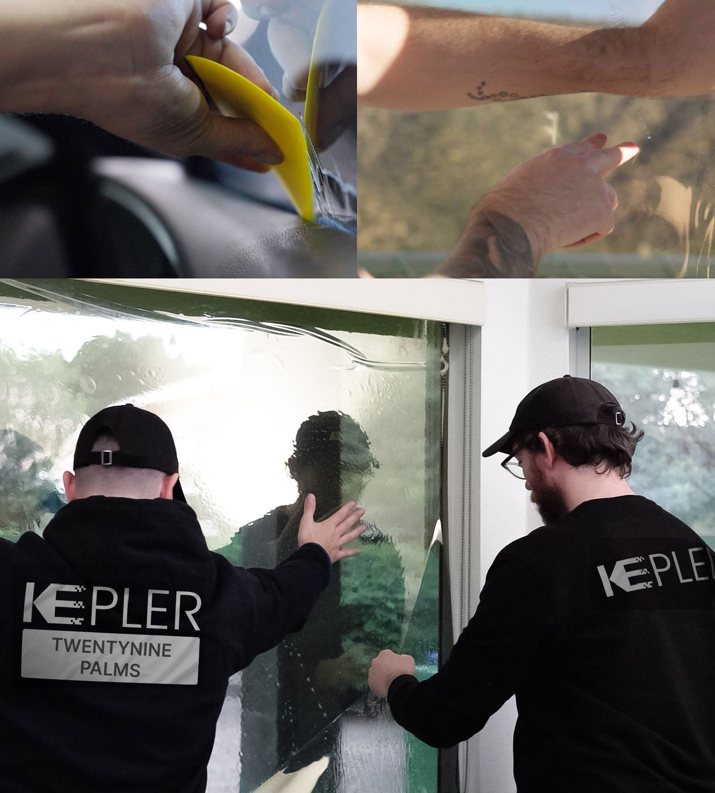 Expert Technician Applying High-tech Window Tint to Home in Twentynine Palms
