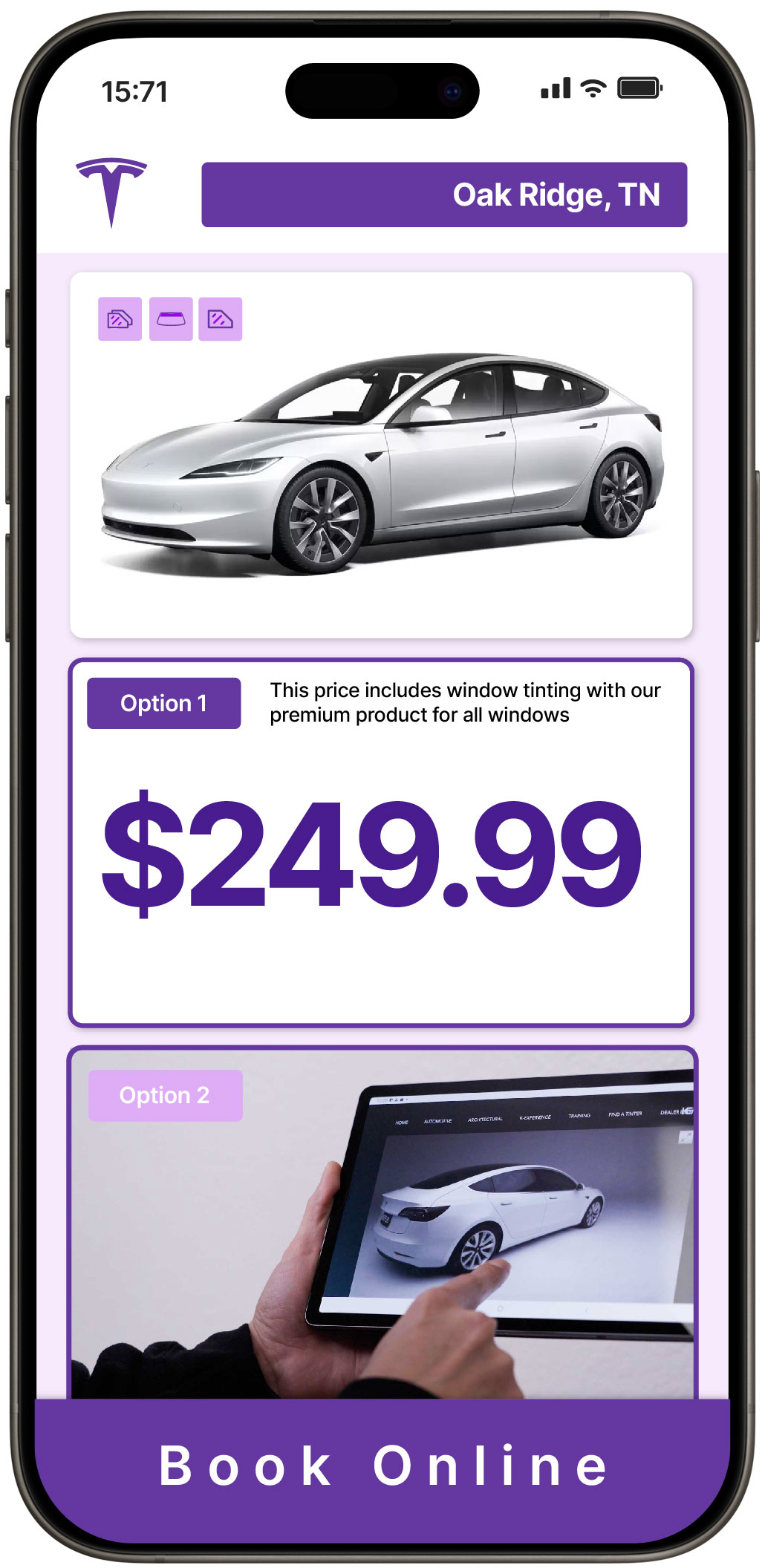 View Reasonable Tesla Window Tinting Prices in Oak Ridge, Tennessee