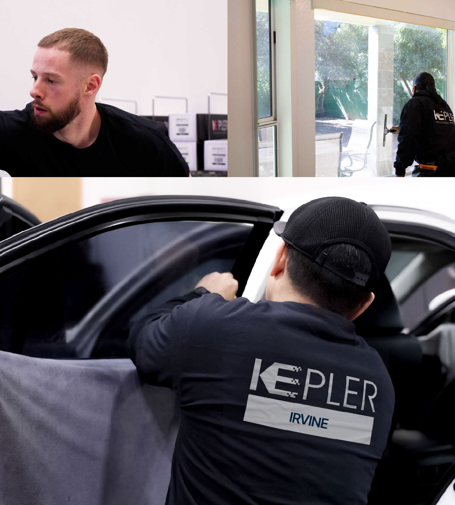 Automotive Window Tinting Expert Applying Film in Irvine, California