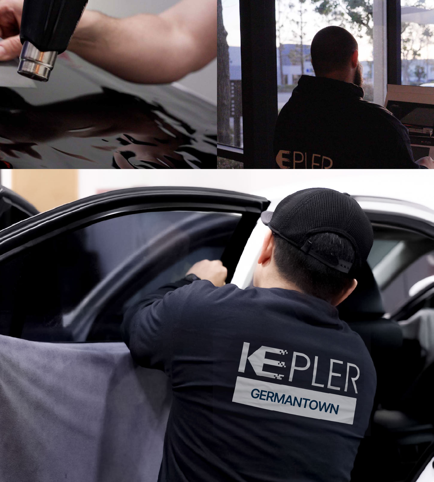 Automotive Window Tinting Expert Applying Film in Germantown, Wisconsin