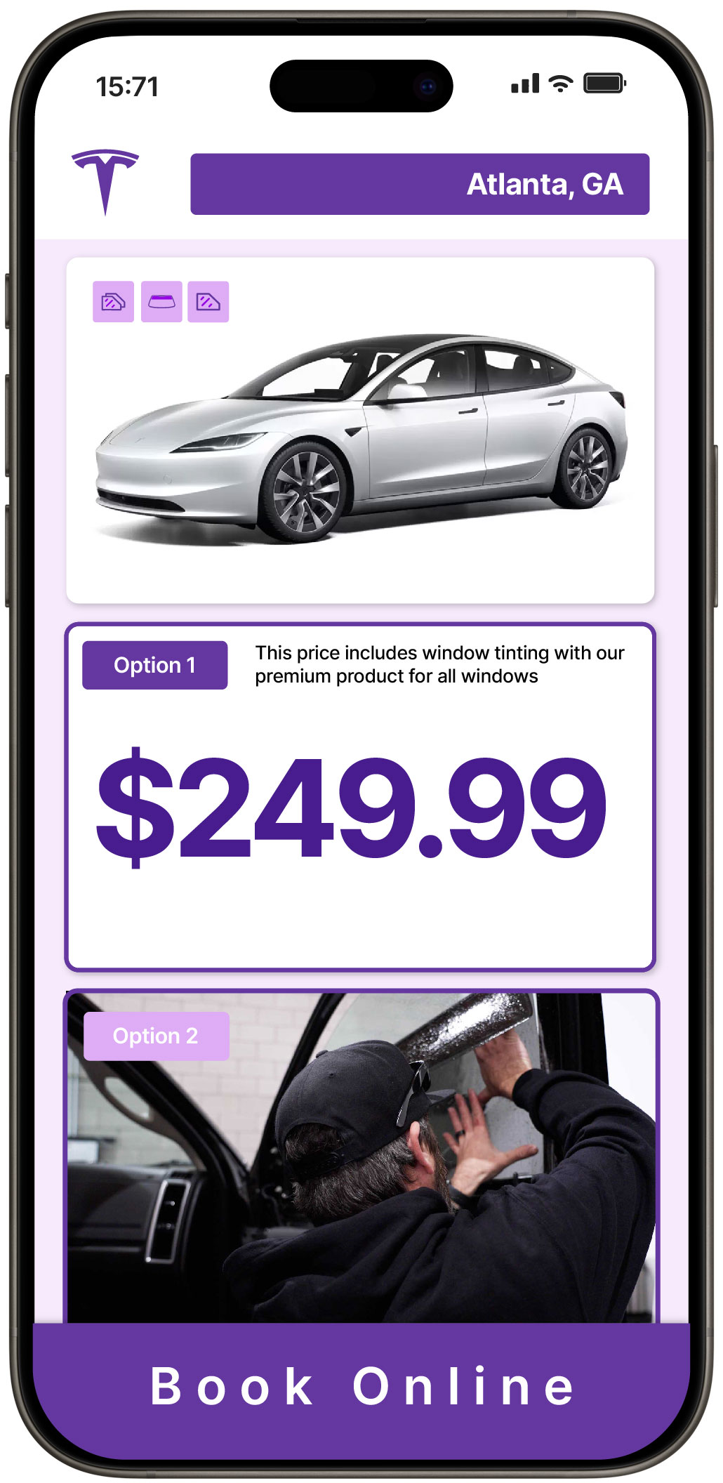 View Reasonable Tesla Window Tinting Prices in Atlanta, Georgia