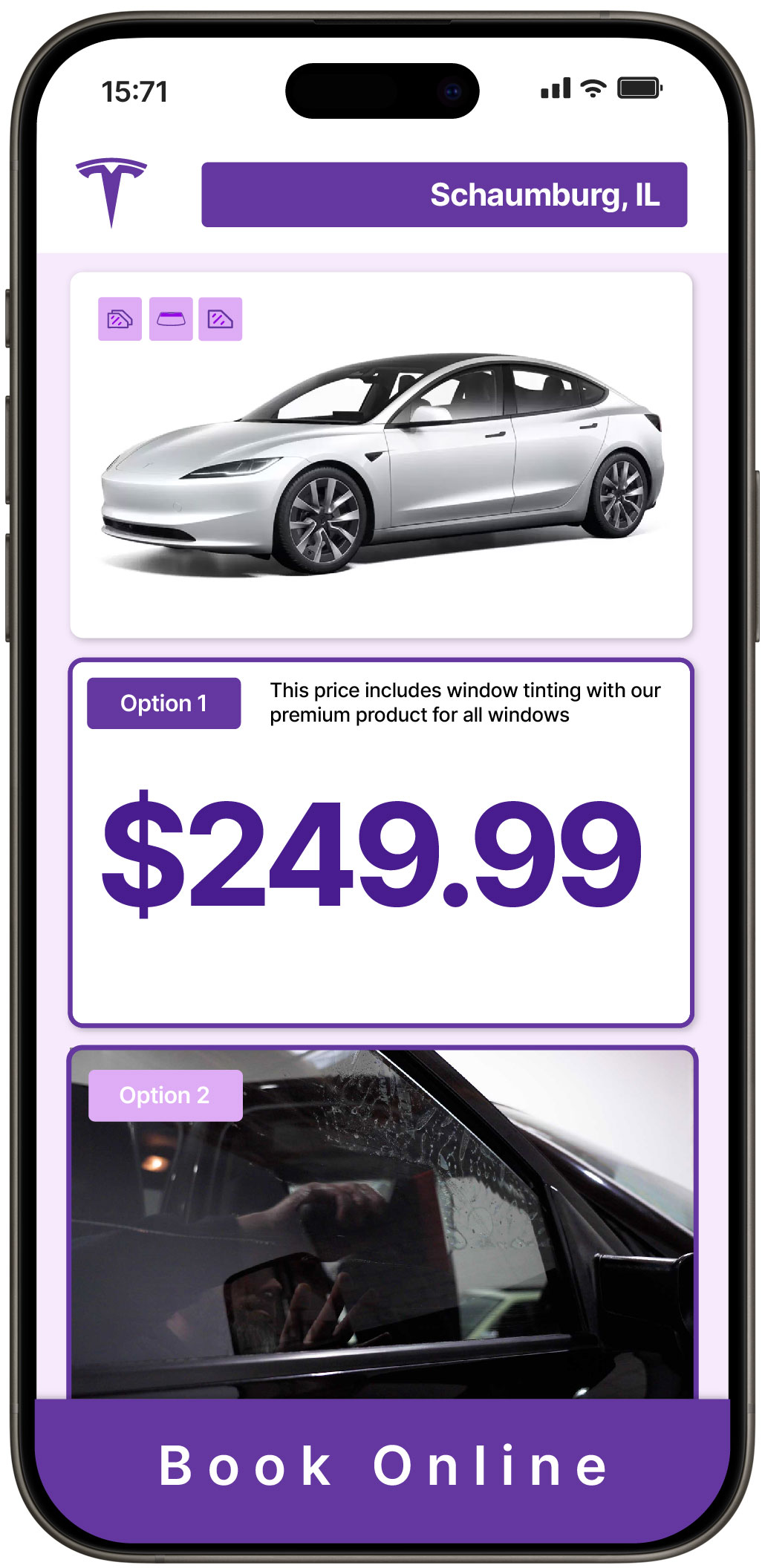 View Affordable Tesla Window Tinting Costs in Schaumburg, Illinois
