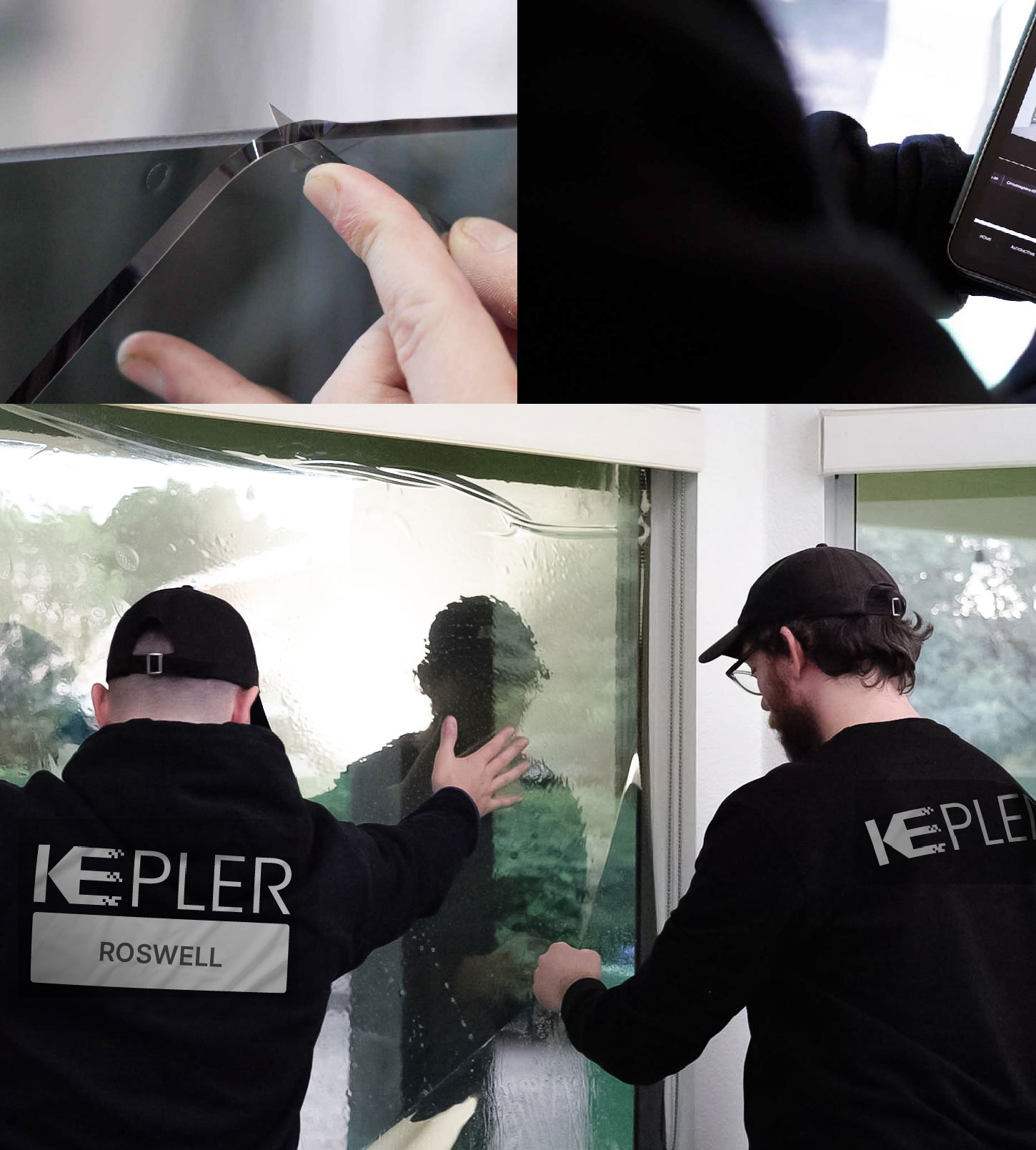 Expert Technician Installing Advanced Window Tint to Home in Roswell