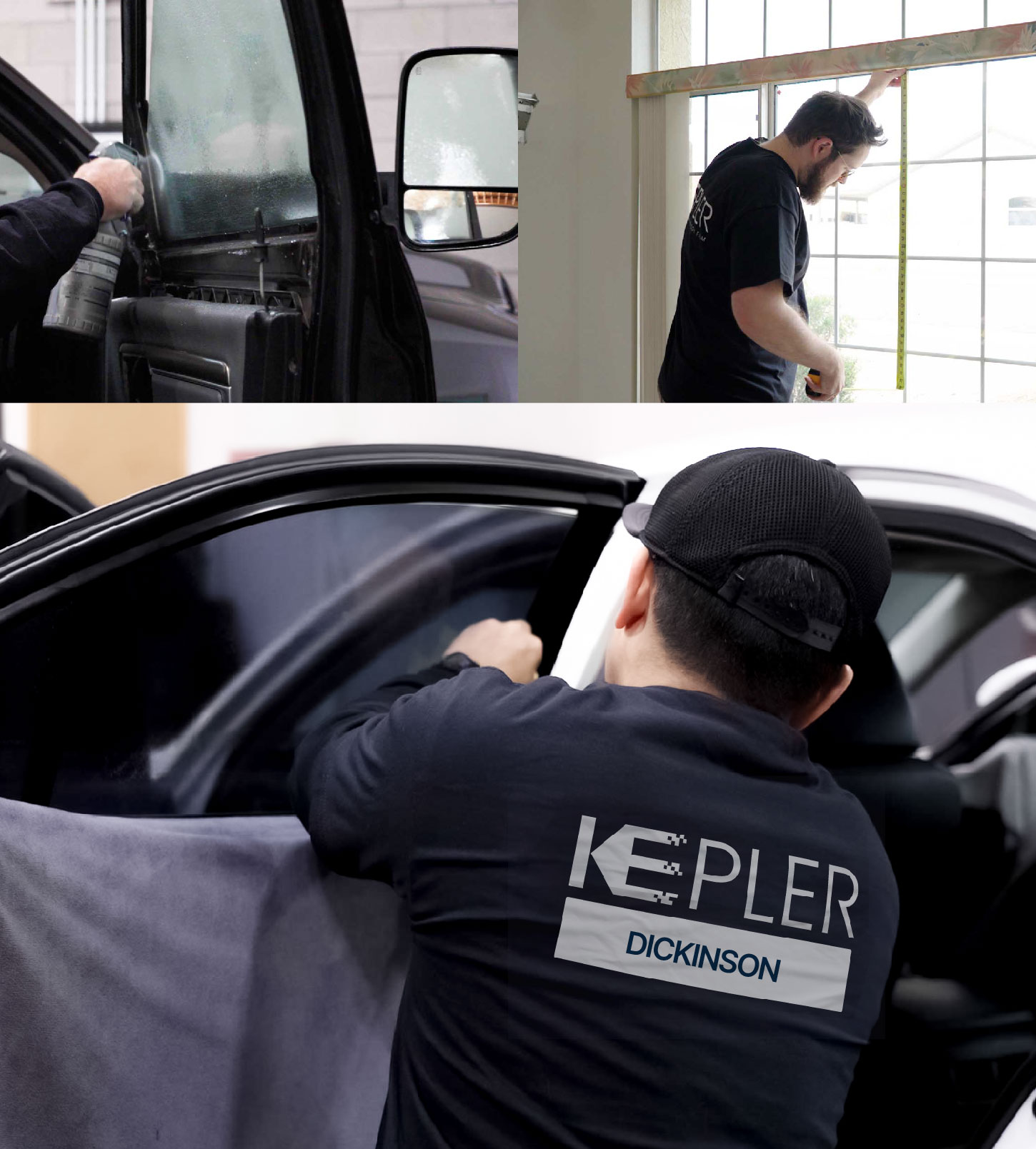 Automotive Window Tinting Expert Applying Film in Dickinson, North Dakota