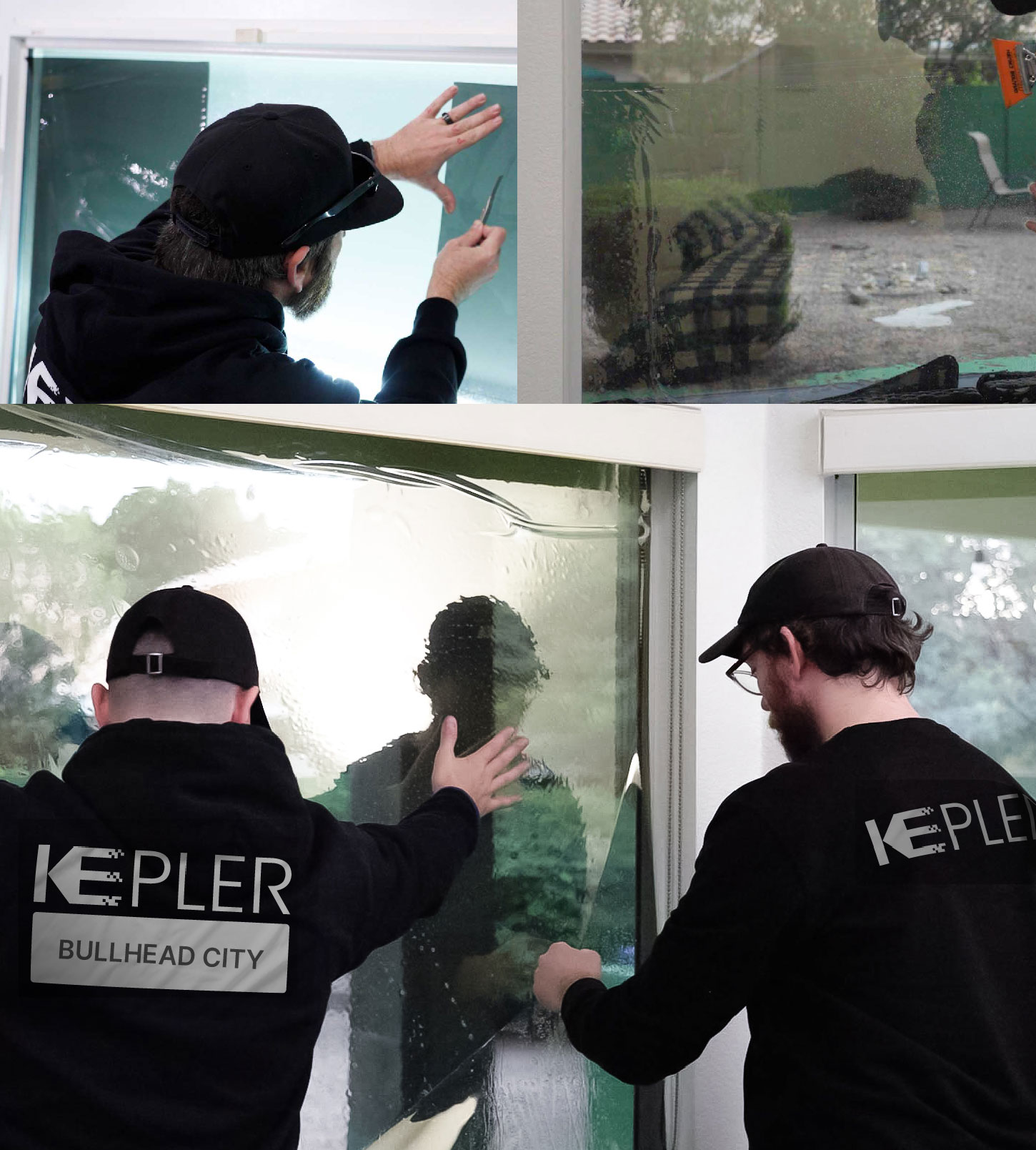 Expert Technician Fitting Advanced Window Tint to Home in Bullhead City