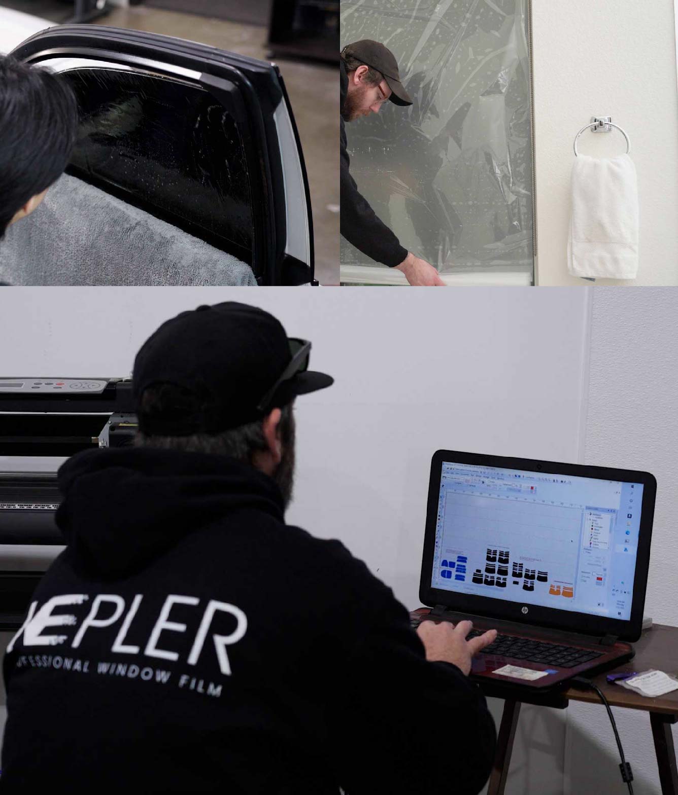 Ceramic Window Tinting Expert Cutting Film in Rockwall, Texas