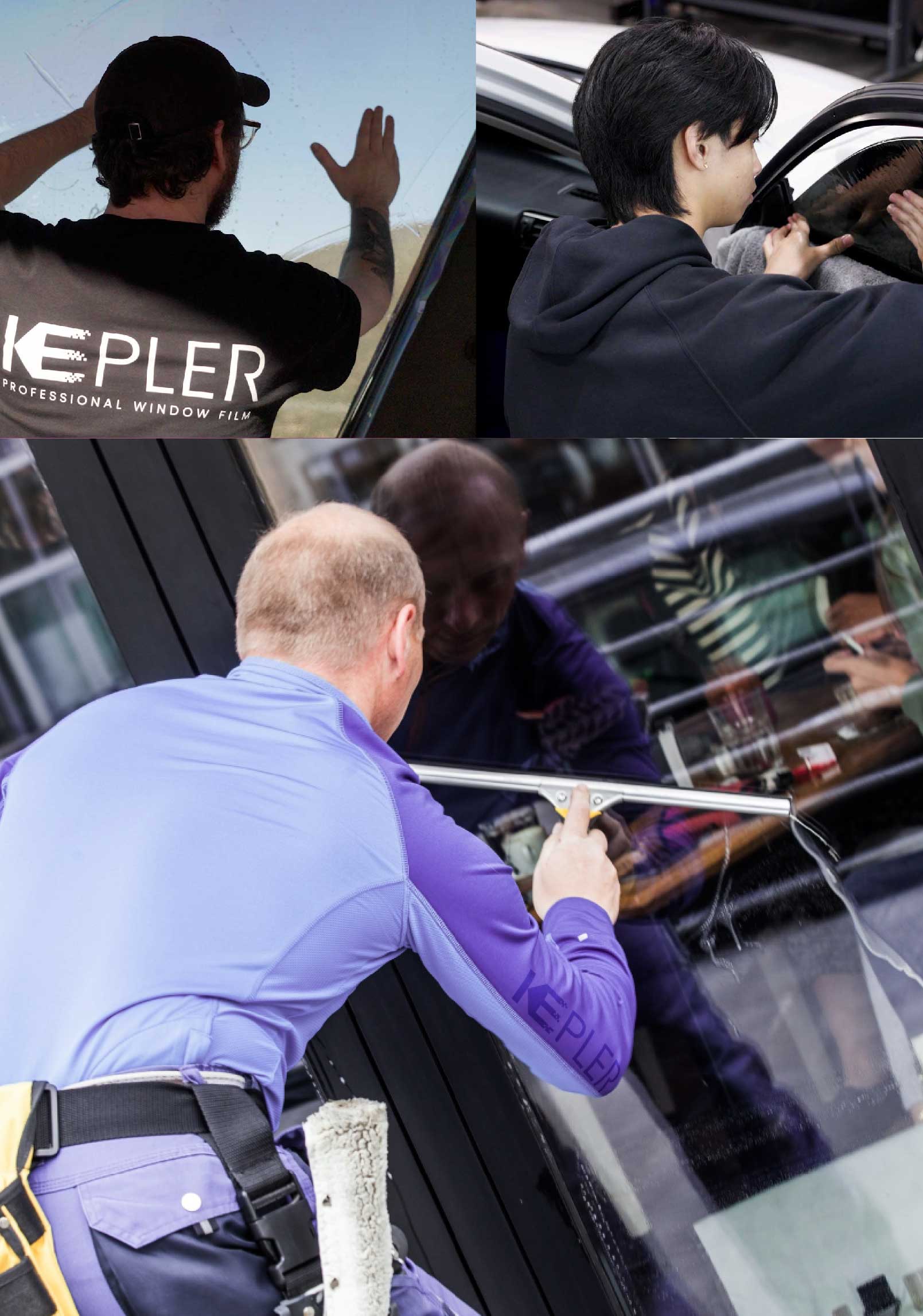 Kepler Skilled Applying Anti-Graffiti Window Film to a Patterson Shop Front