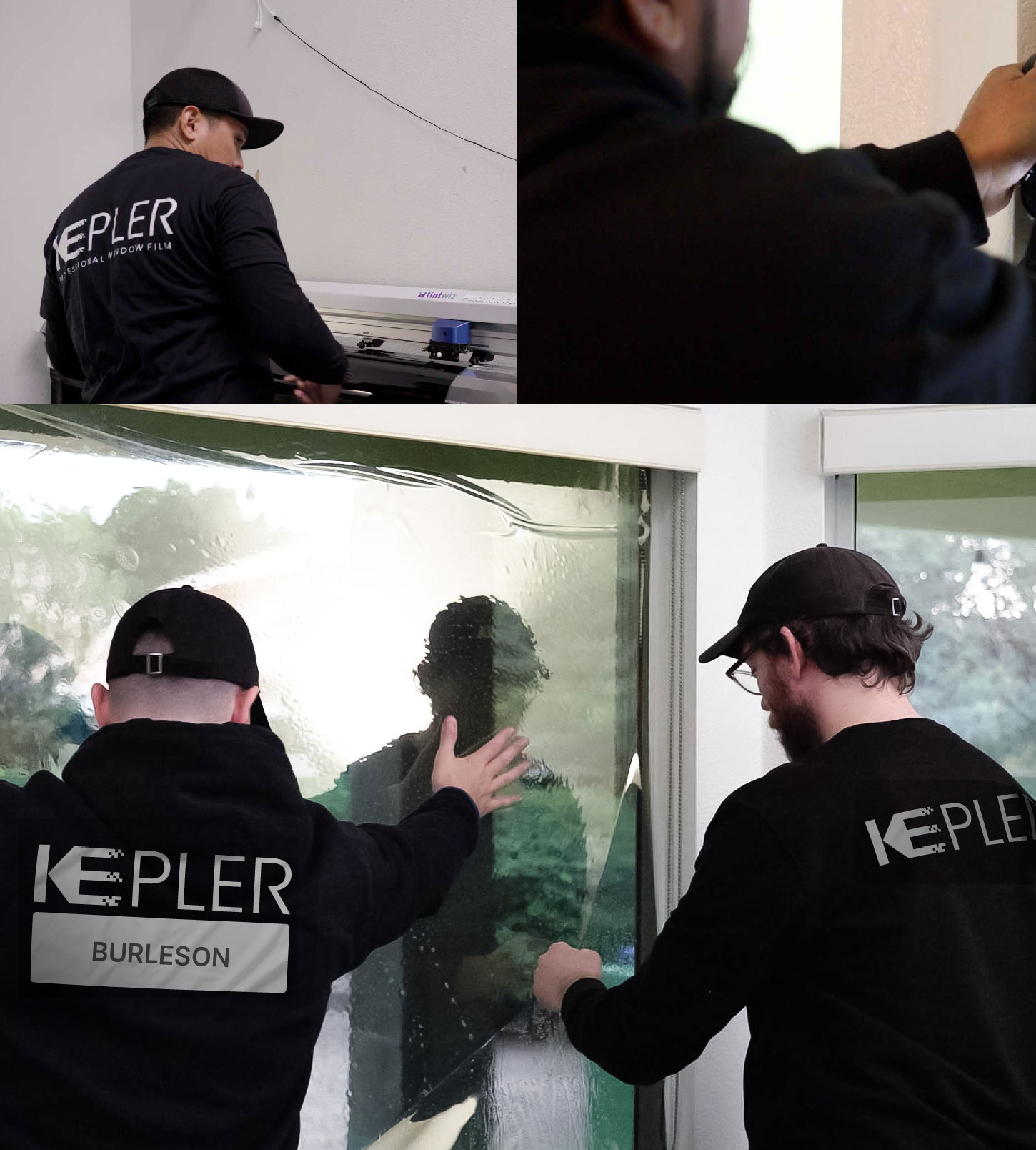 Expert Technician Installing High-tech Window Tint to Home in Burleson