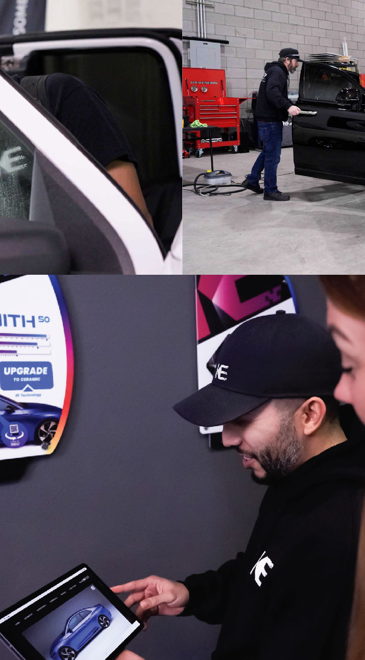 Kepler Dealer Showing Car Window Film Options to Customer in Columbia, Maryland