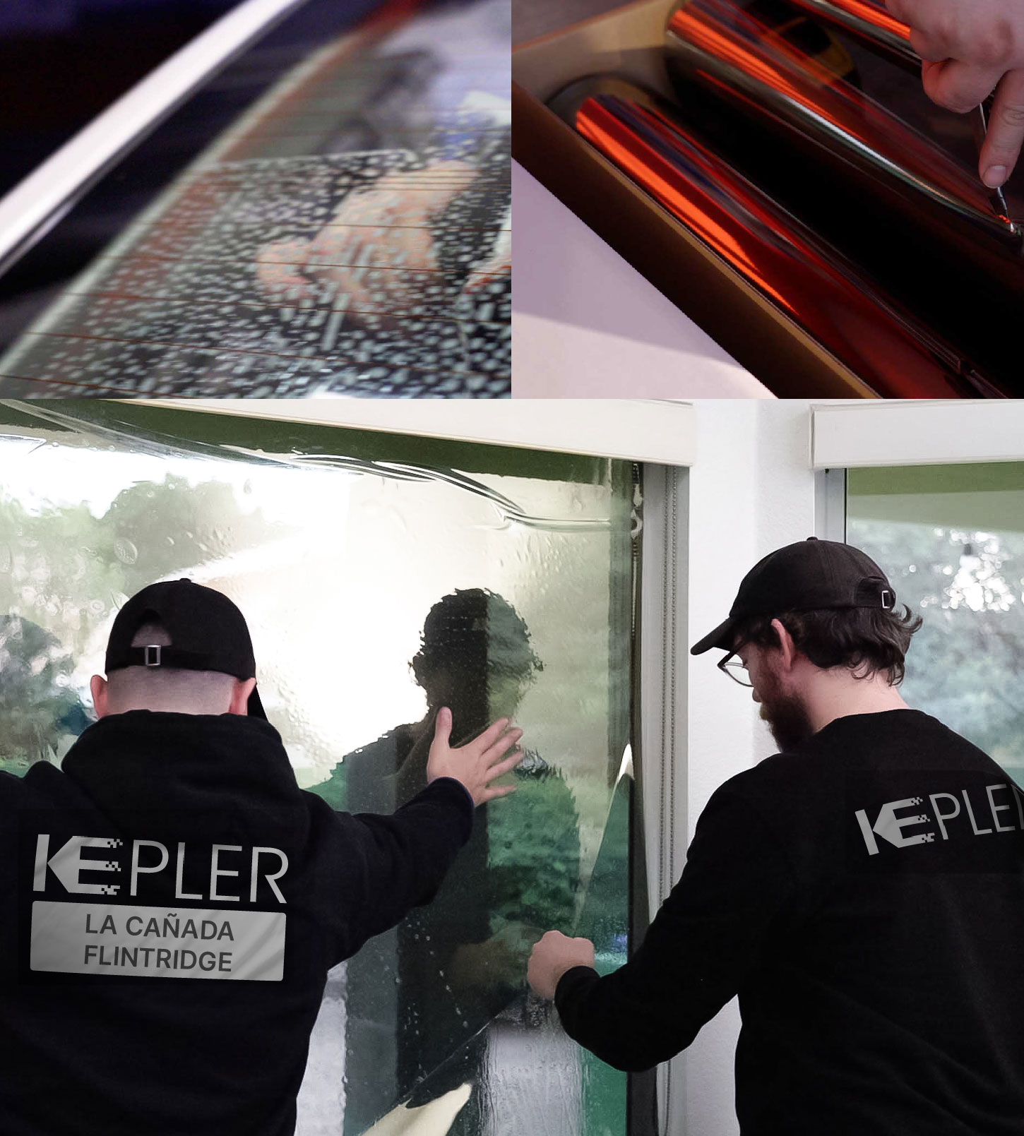 Kepler Technician Fitting Ceramic Window Tint to Home in La Cañada Flintridge