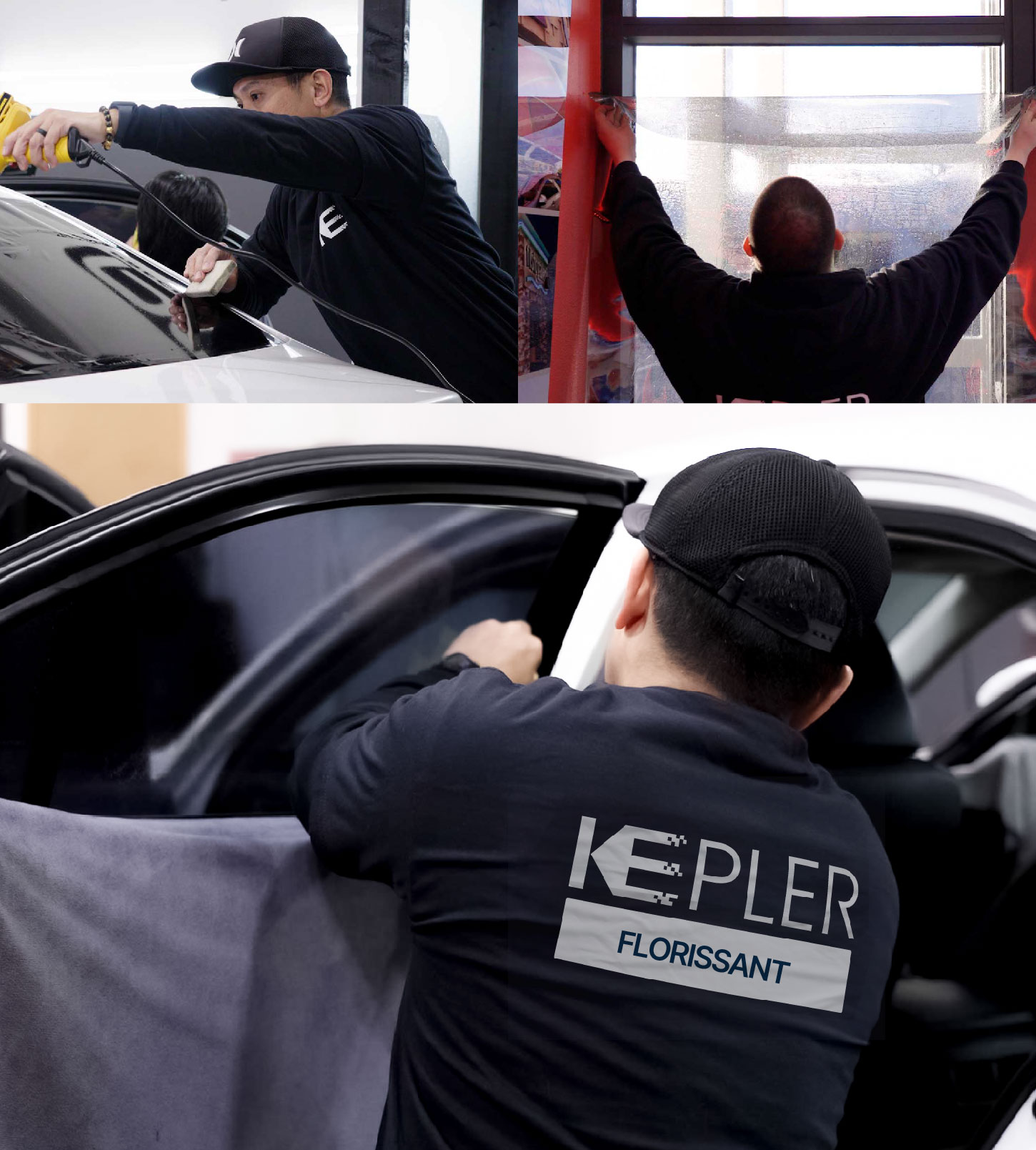 Automotive Window Tinting Expert Applying Film in Florissant, Missouri