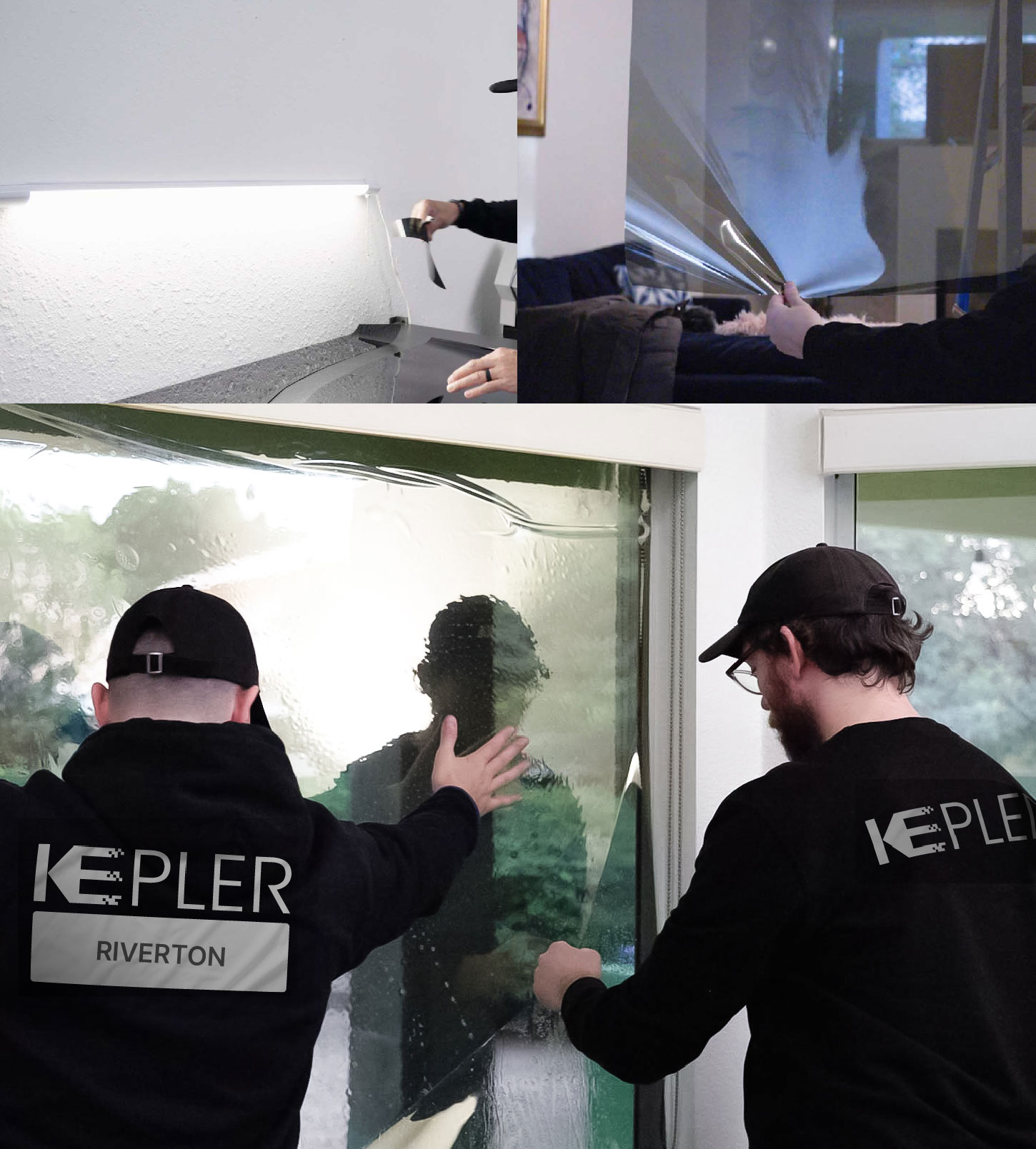 Expert Technician Applying Advanced Window Tint to Home in Riverton