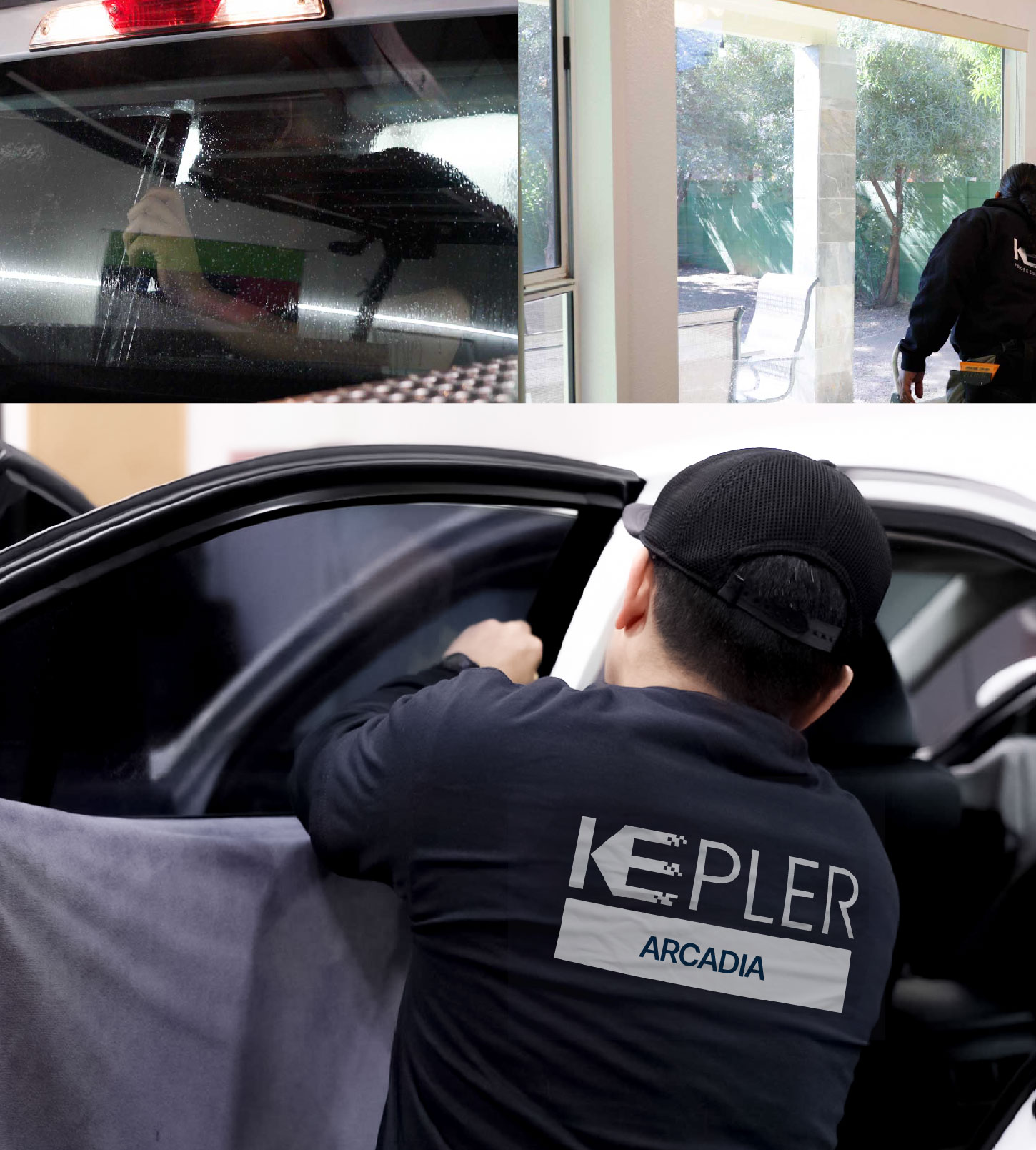 Automotive Window Tinting Expert Applying Film in Arcadia, California