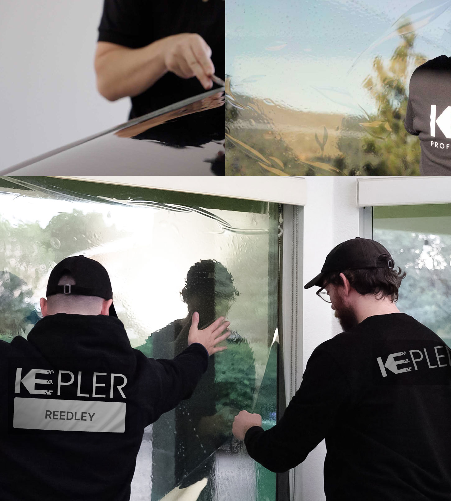 Kepler Technician Installing High-tech Window Tint to Home in Reedley