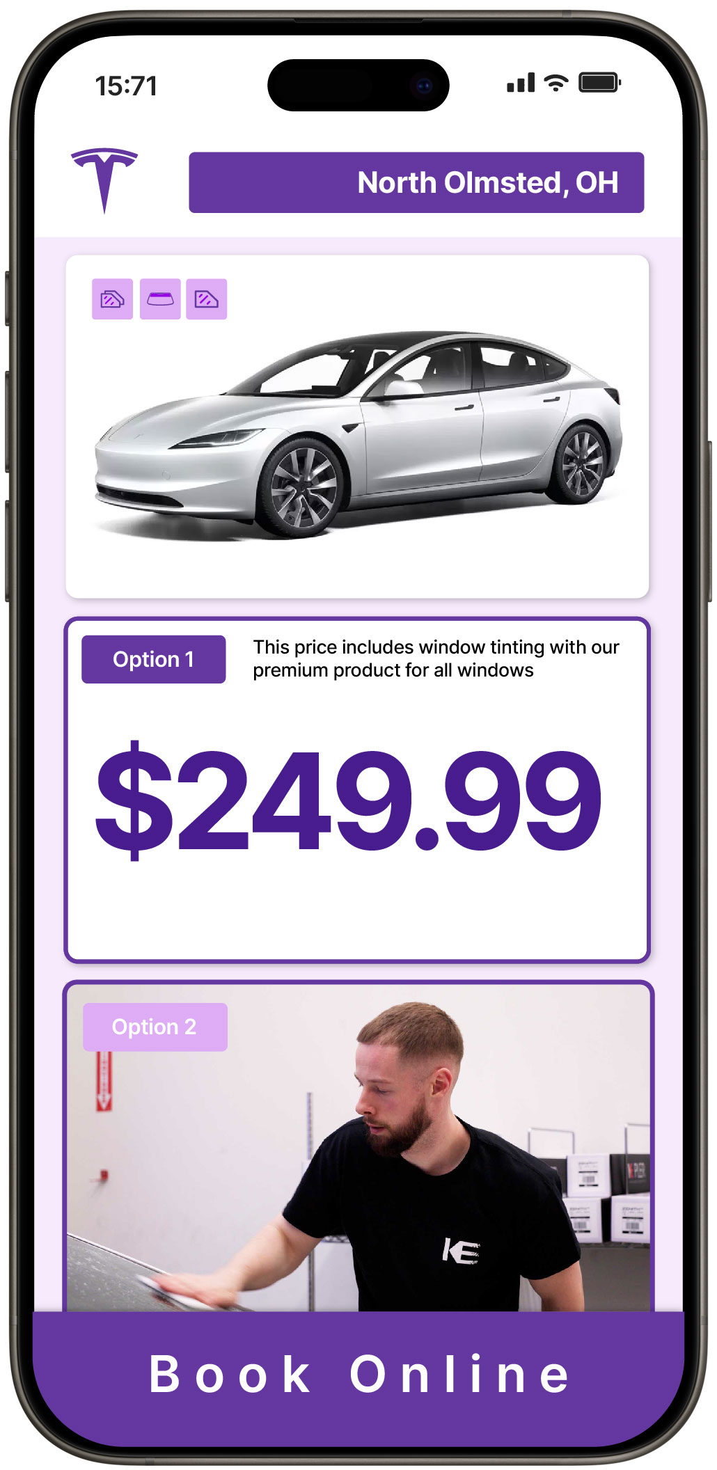 View Competitive Tesla Window Tinting Prices in North Olmsted, Ohio