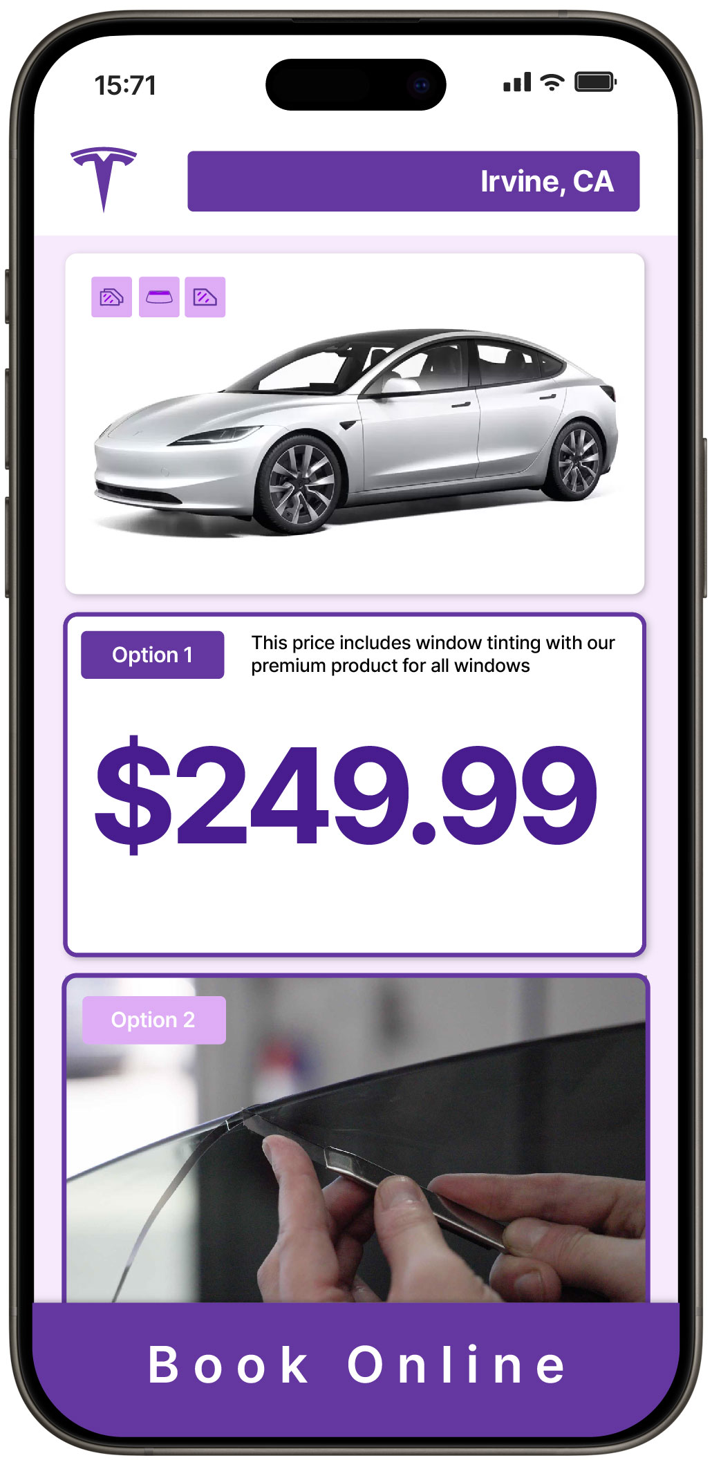 View Reasonable Tesla Window Tinting Costs in Irvine, California