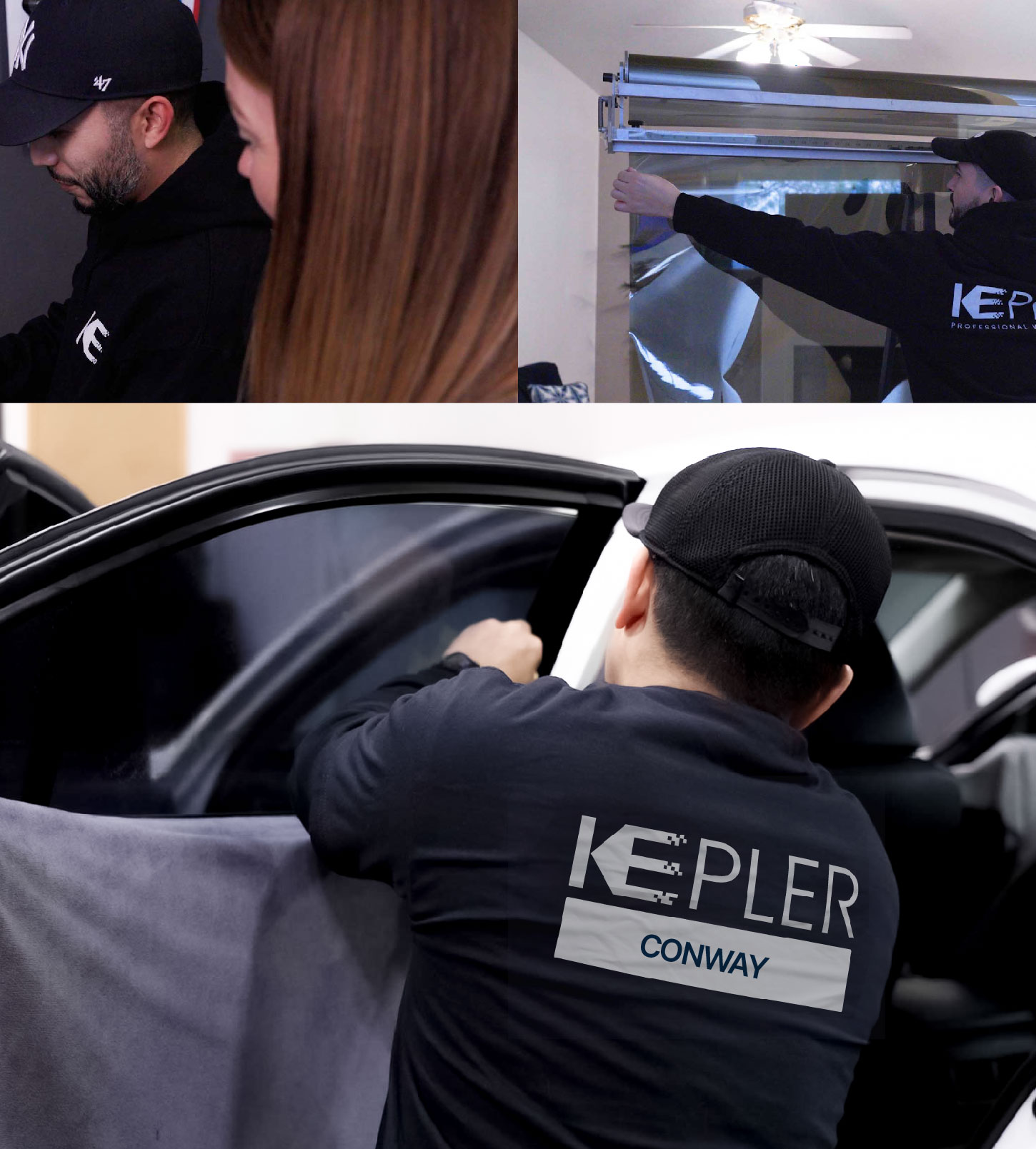 Automotive Window Tinting Expert Applying Film in Conway, South Carolina