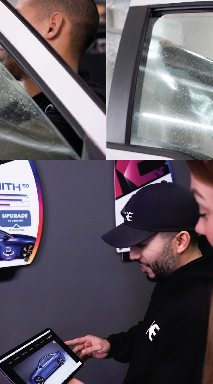 Kepler Dealer Showing Car Window Film Options to Customer in Summit, New Jersey