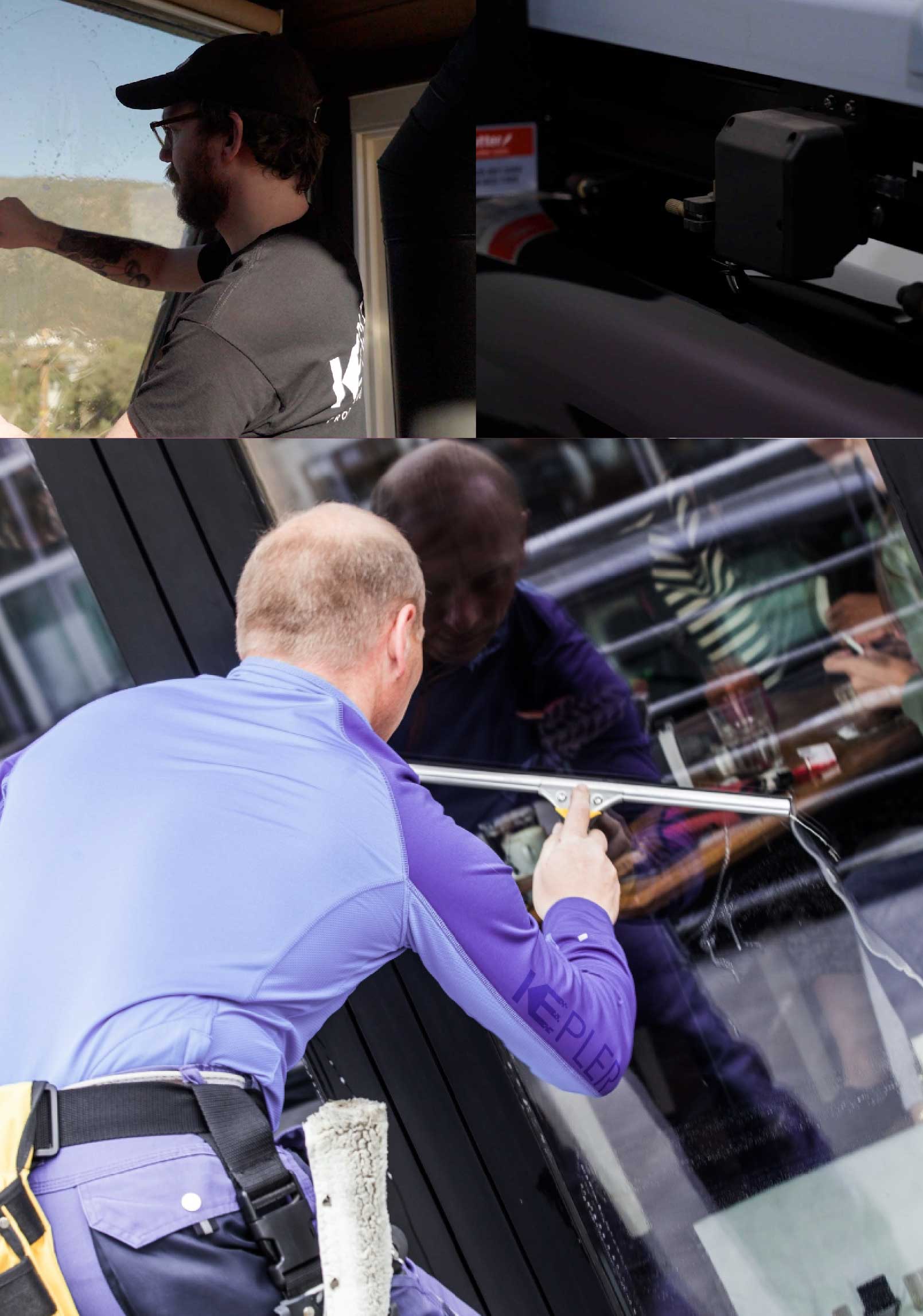 Kepler Skilled Applying Anti-Graffiti Window Film to a Shelbyville Shop Front