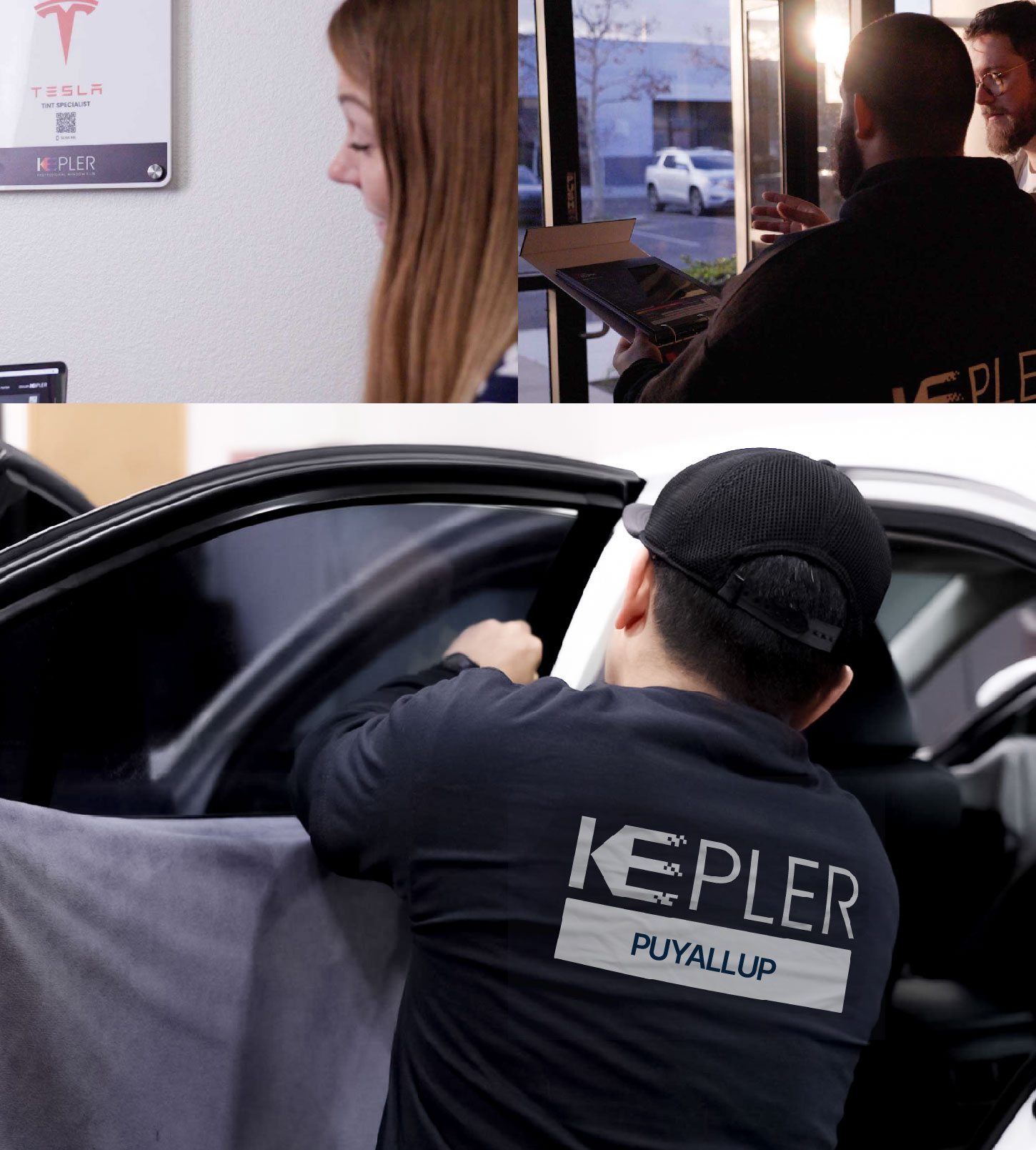 Automotive Window Tinting Expert Applying Film in Puyallup, Washington
