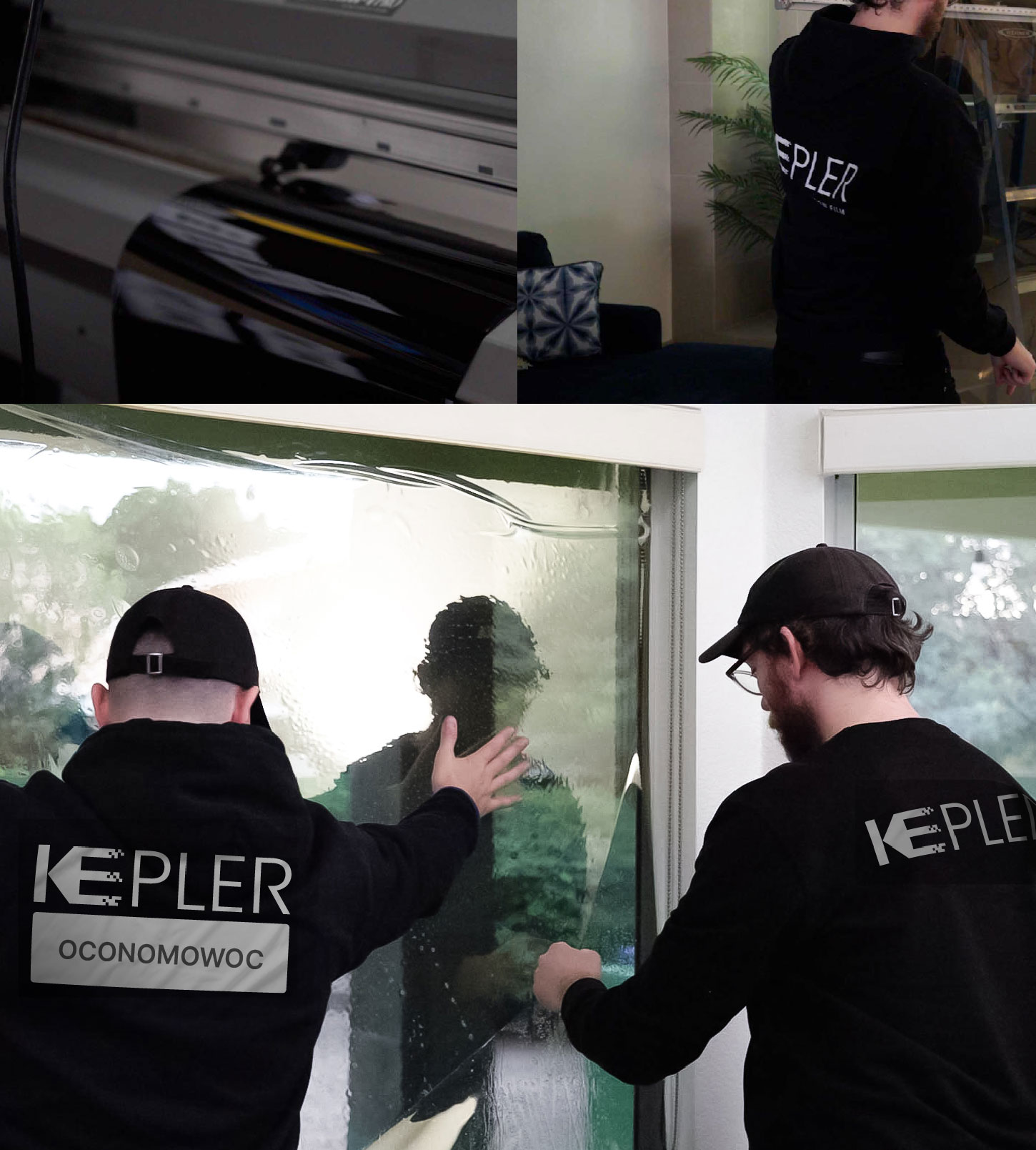 Kepler Technician Applying Ceramic Window Tint to Home in Oconomowoc
