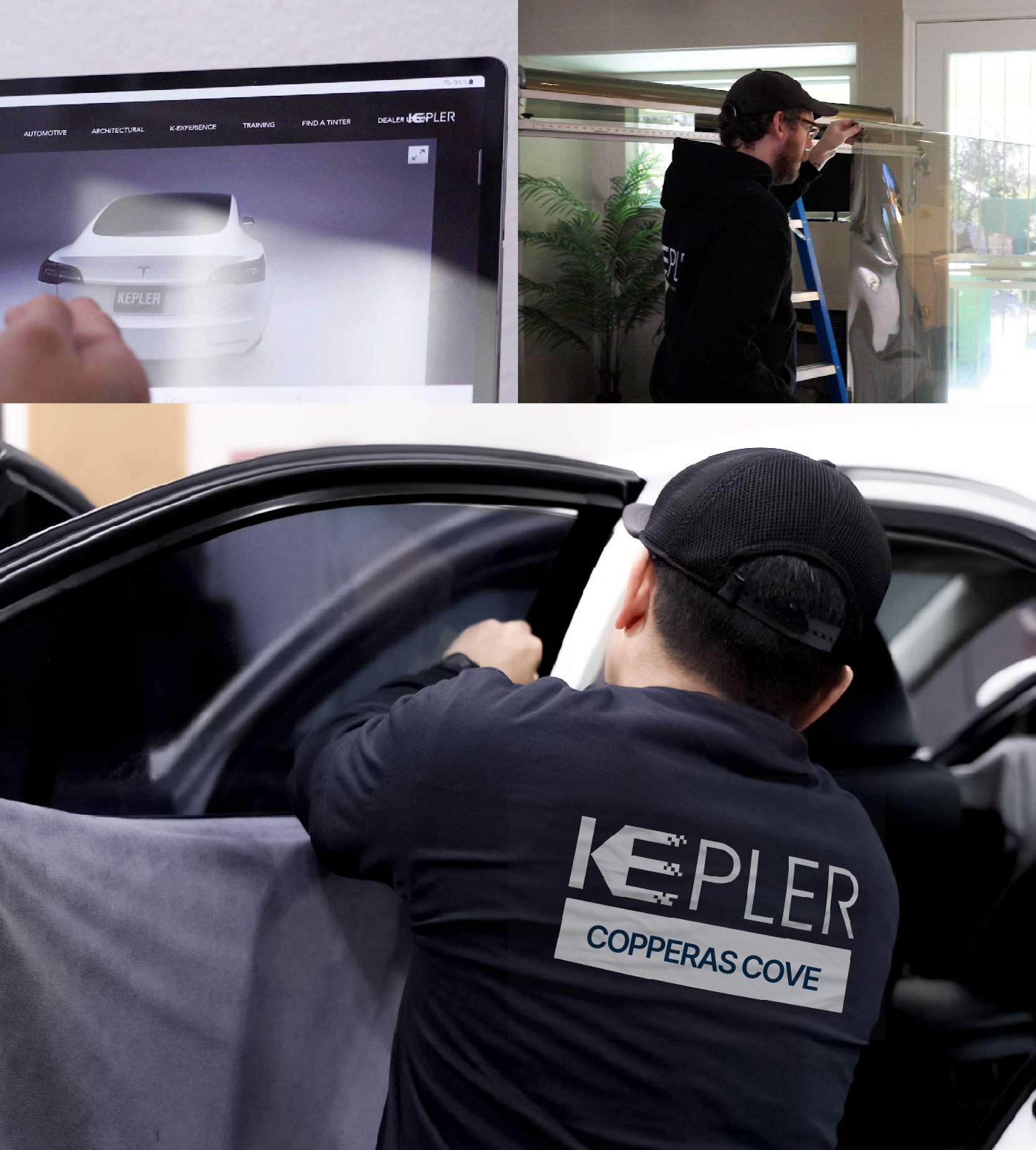 Automotive Window Tinting Expert Applying Film in Copperas Cove, Texas