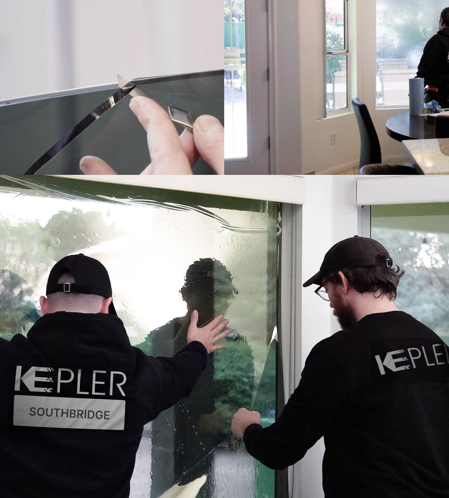 Kepler Technician Fitting High-tech Window Tint to Home in Southbridge